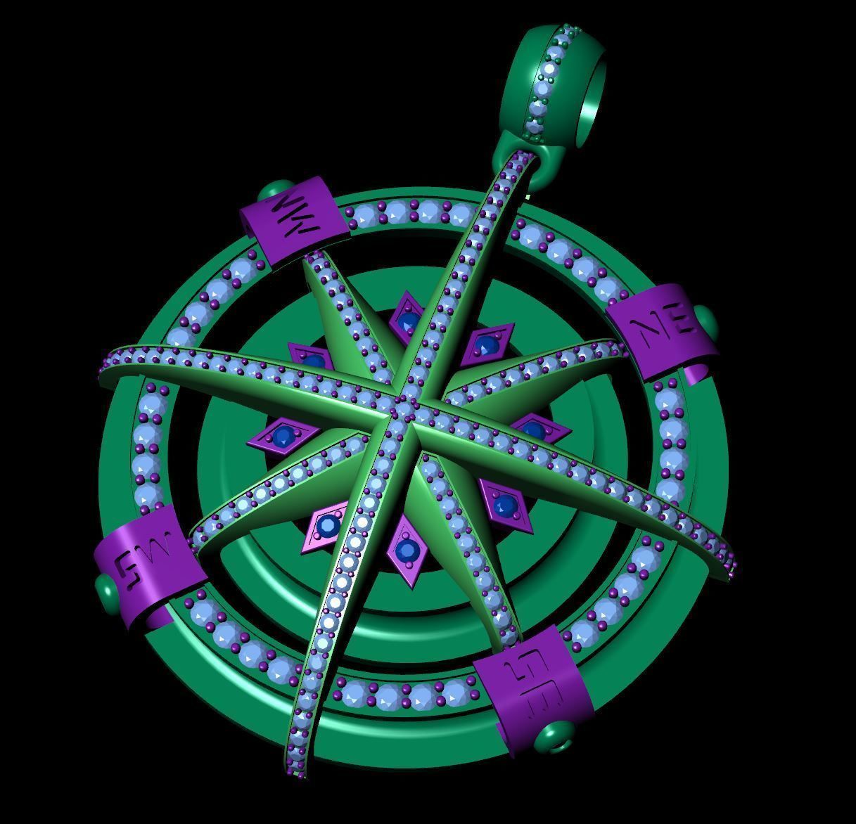 Pendant compass 3D print model_2