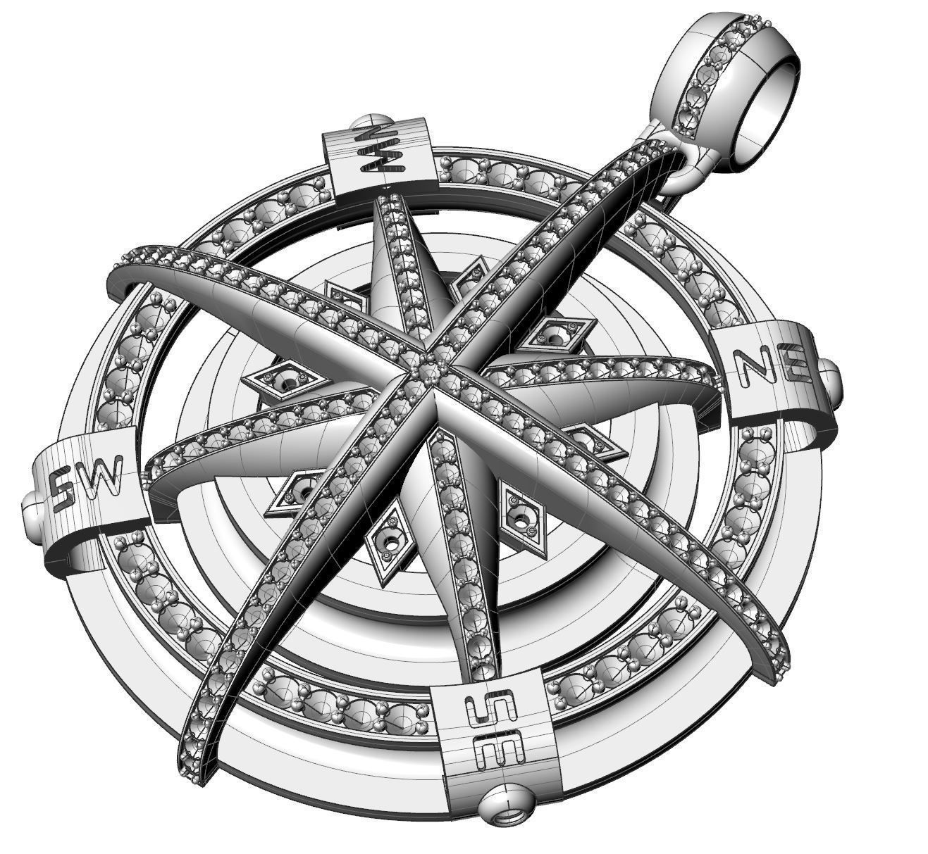 Pendant compass 3D print model_5