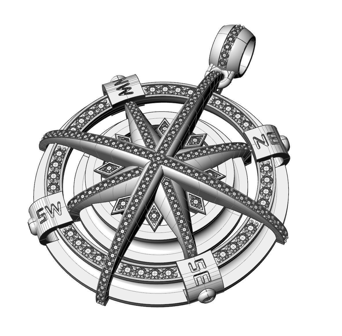 Pendant compass 3D print model_4