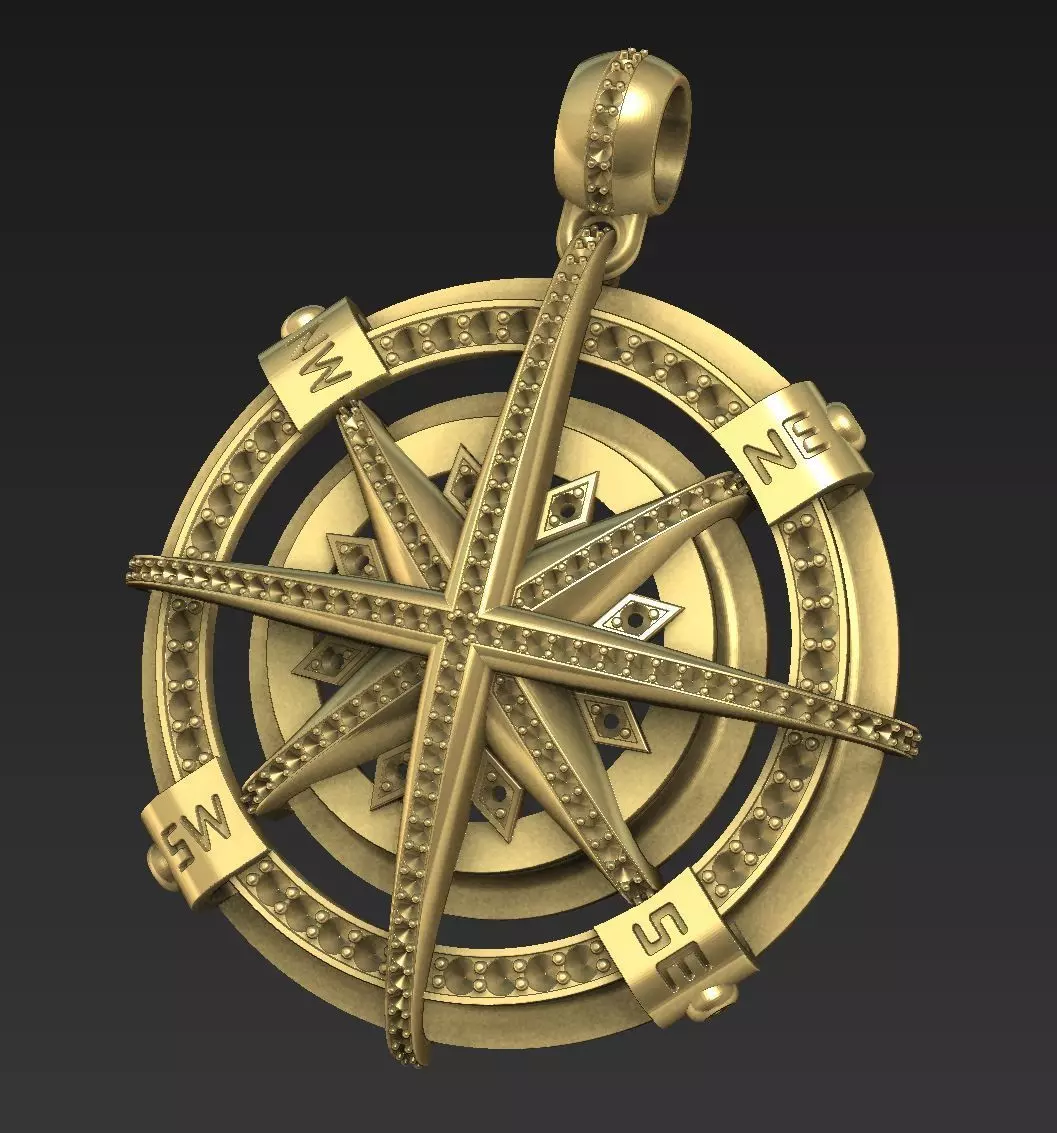Pendant compass 3D print model_0
