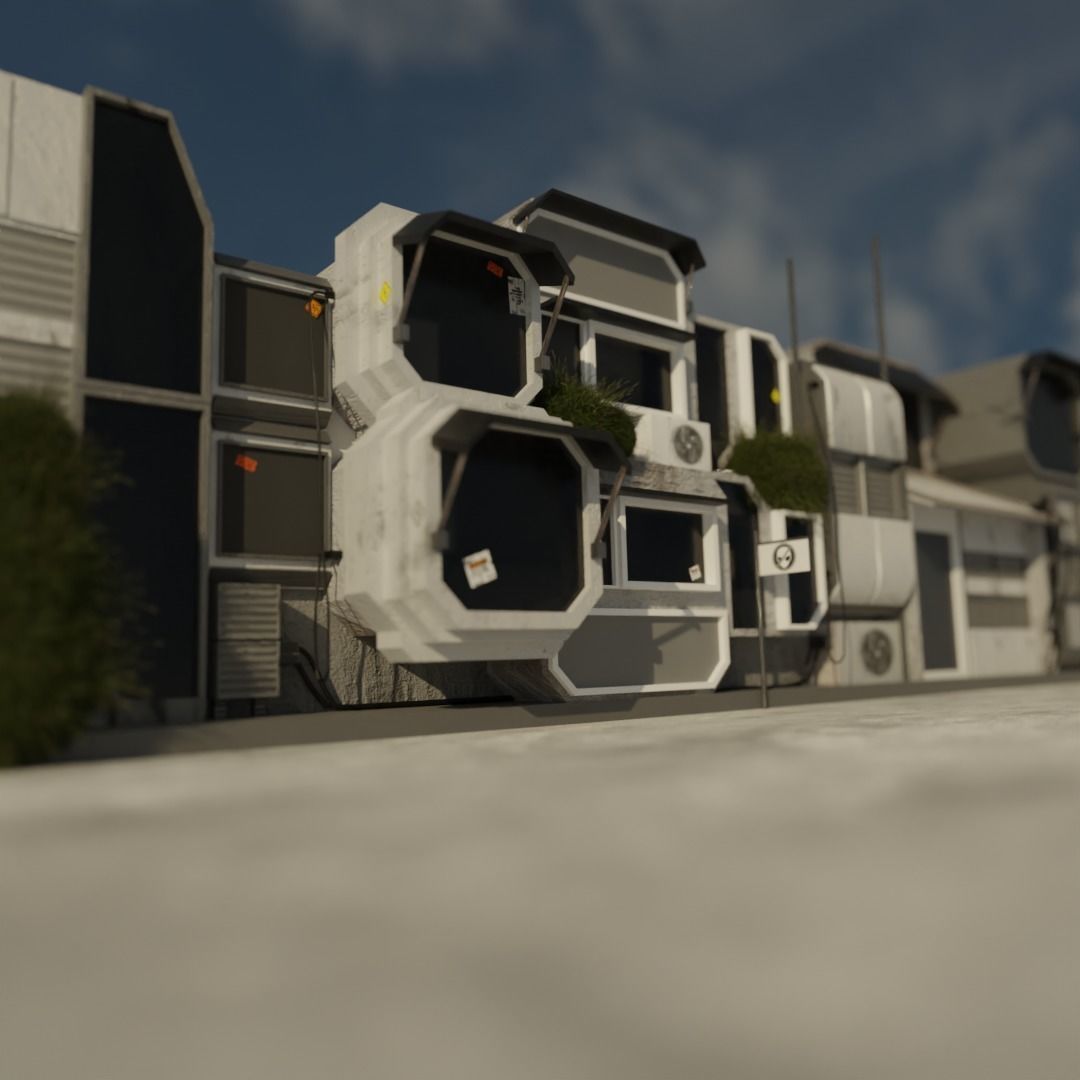 Blender sci fi street 3D model_1