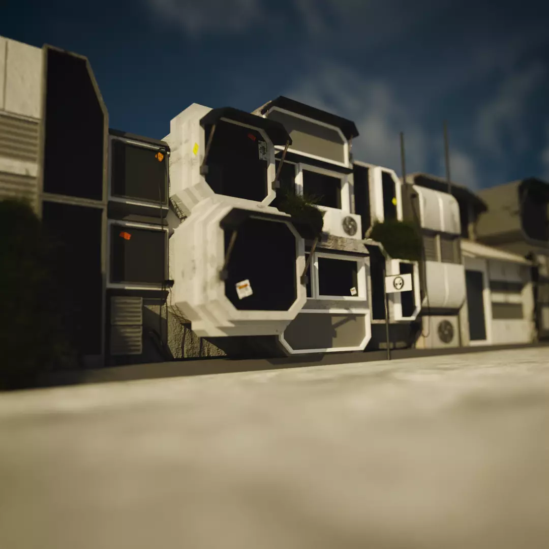 Blender sci fi street 3D model_0