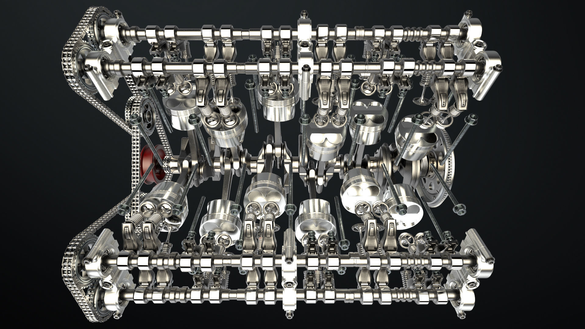 W 12 Engine Working Animated 3D model_17