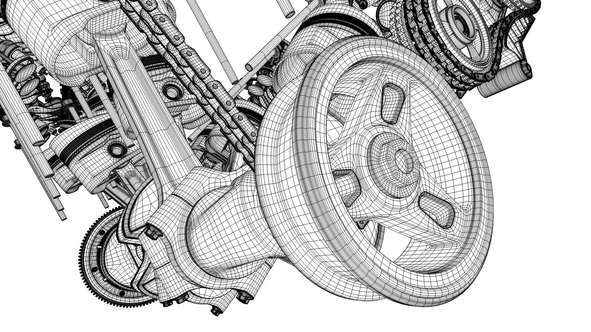 W 12 Engine Working Animated 3D model_45