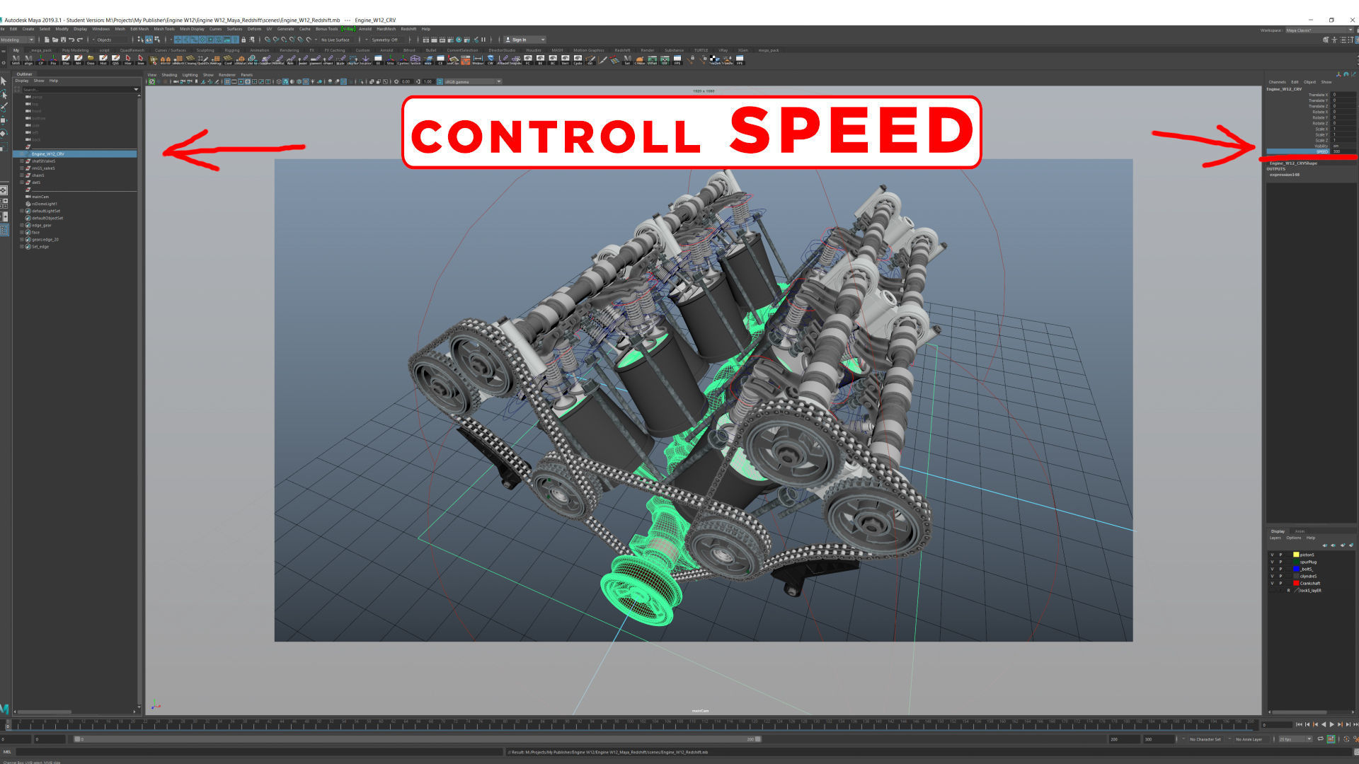 W 12 Engine Working Animated 3D model_35