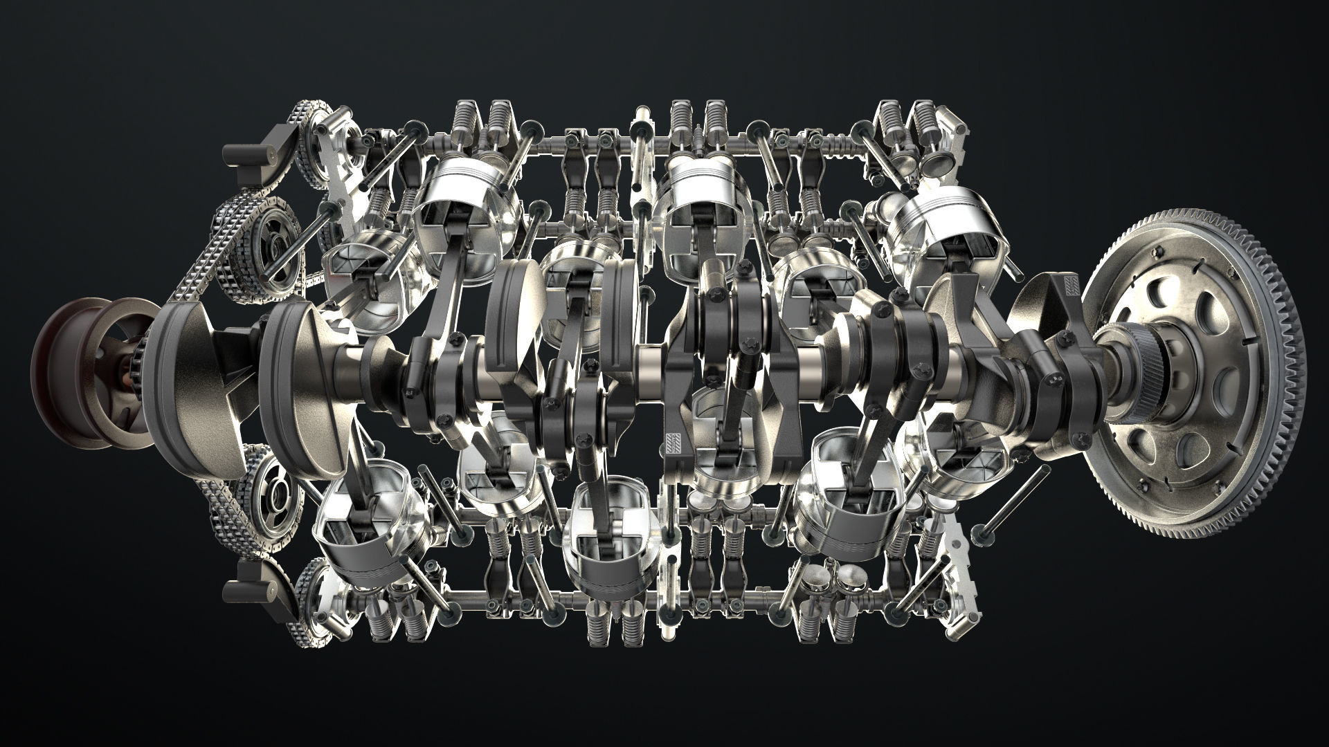 W 12 Engine Working Animated 3D model_18