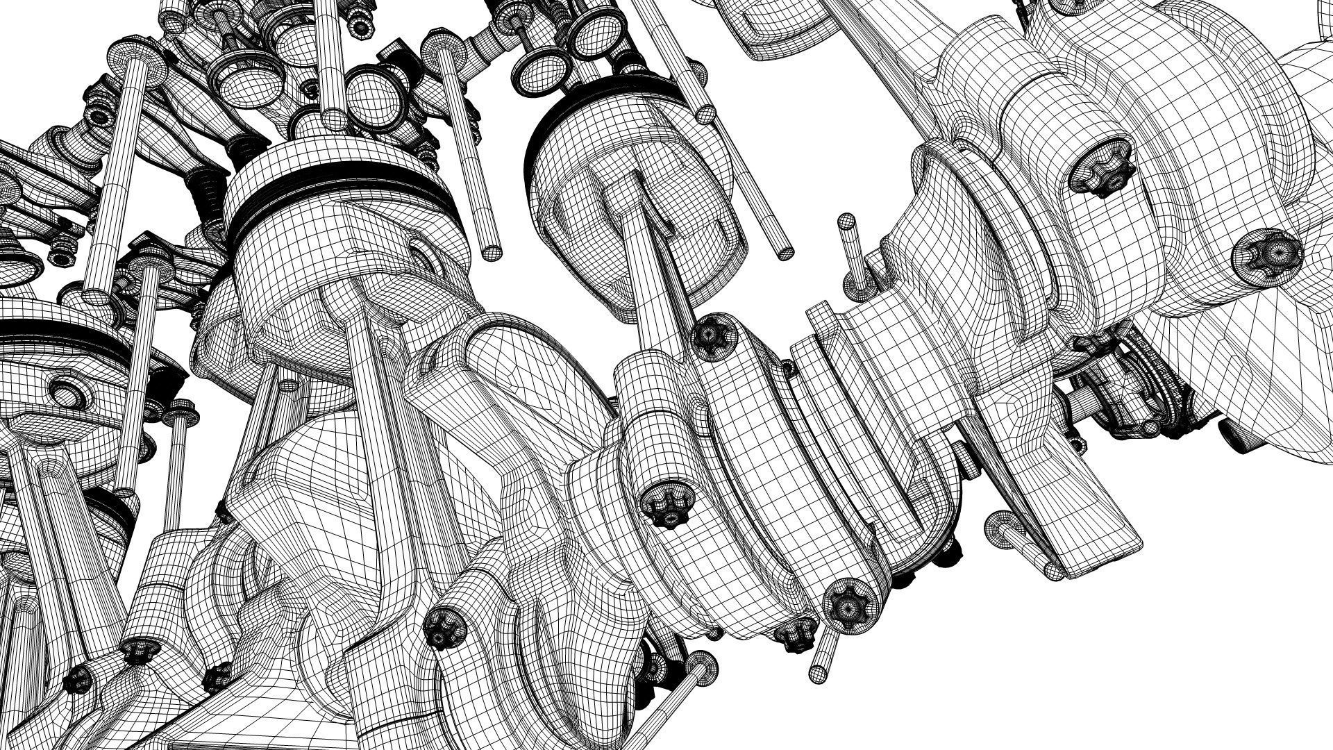 W 12 Engine Working Animated 3D model_47