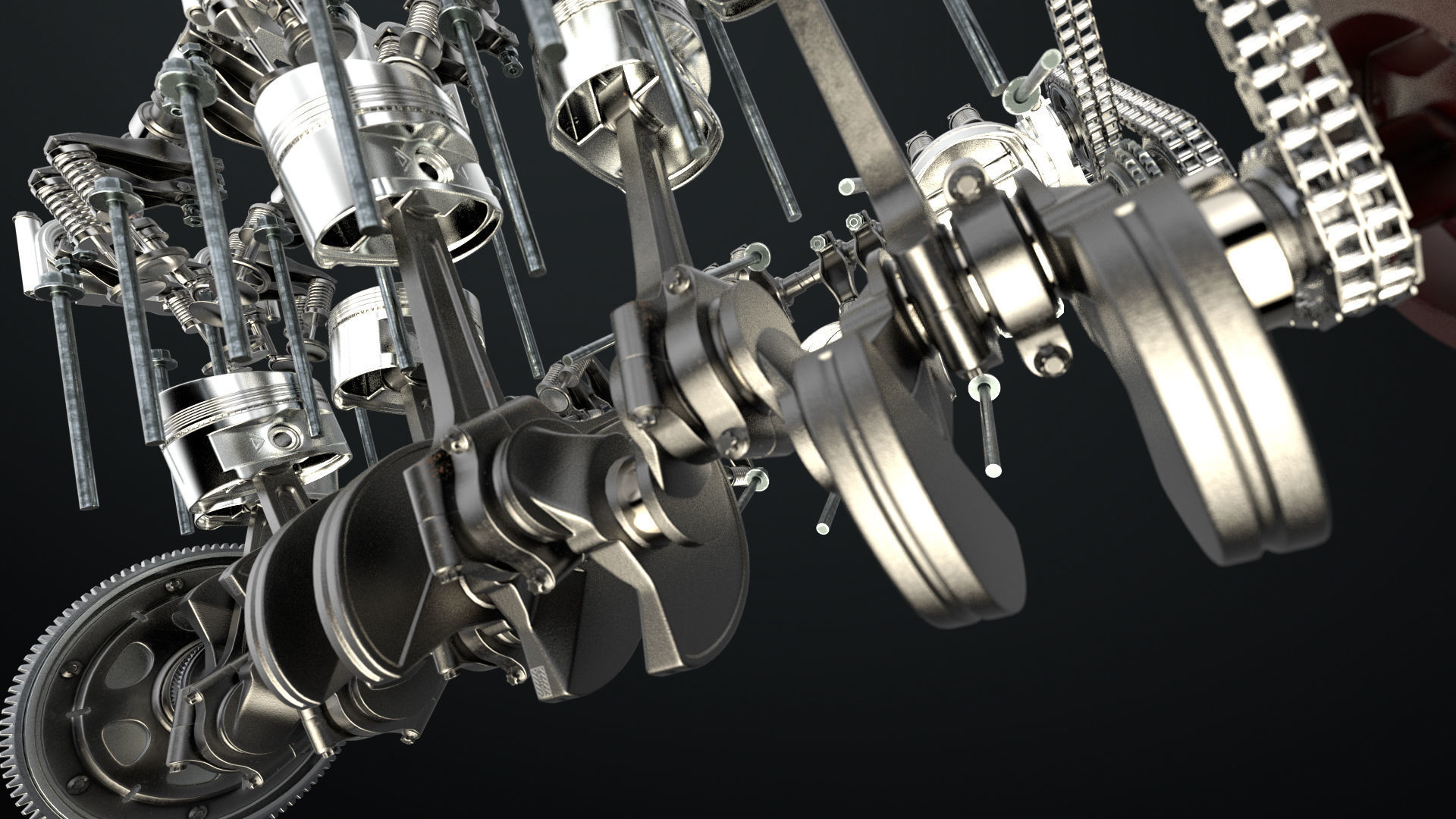 W 12 Engine Working Animated 3D model_23