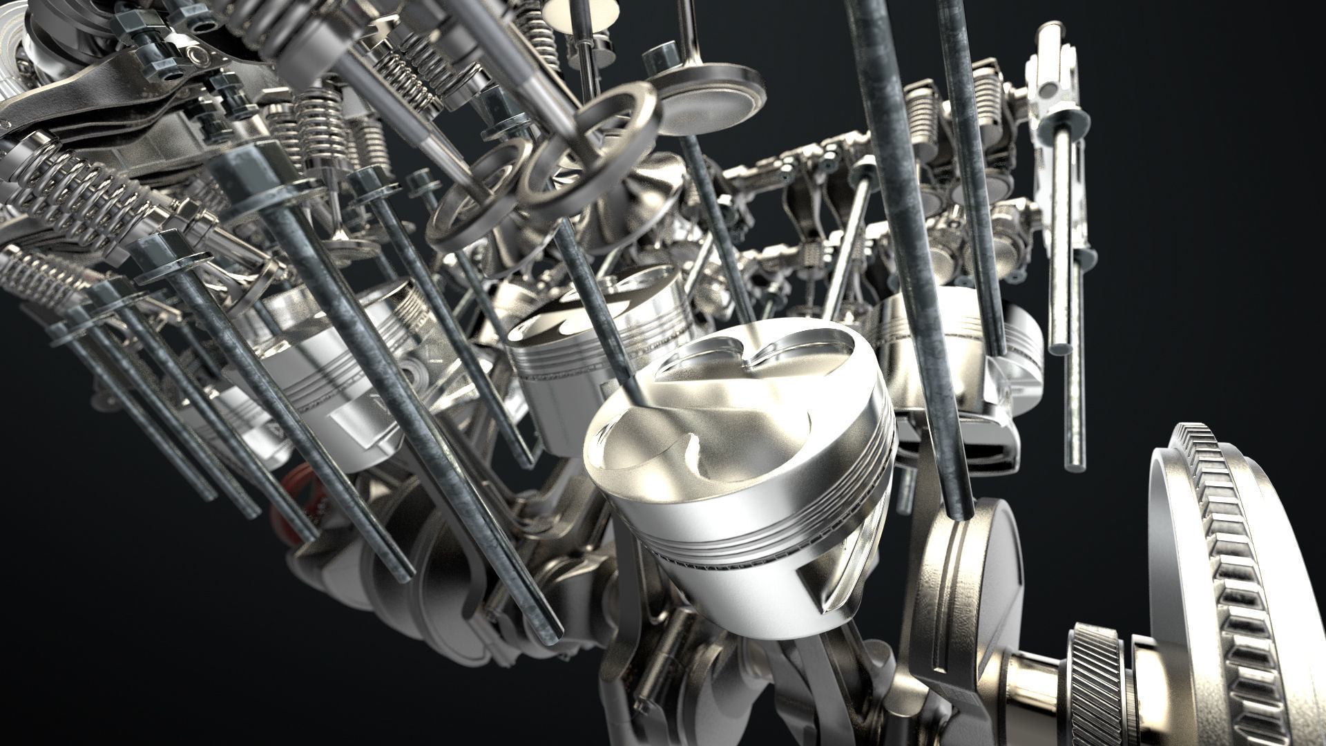 W 12 Engine Working Animated 3D model_10