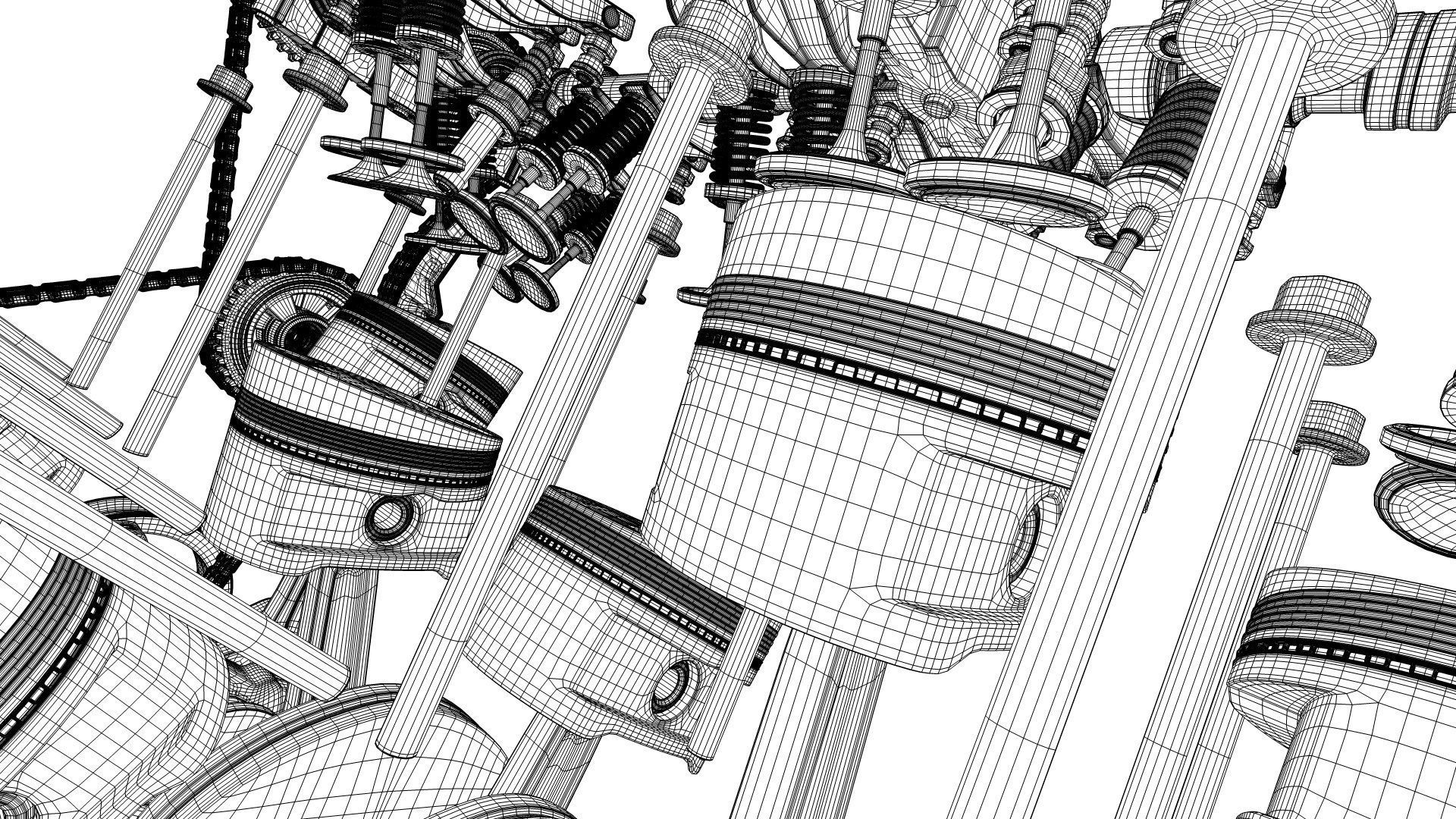 W 12 Engine Working Animated 3D model_50