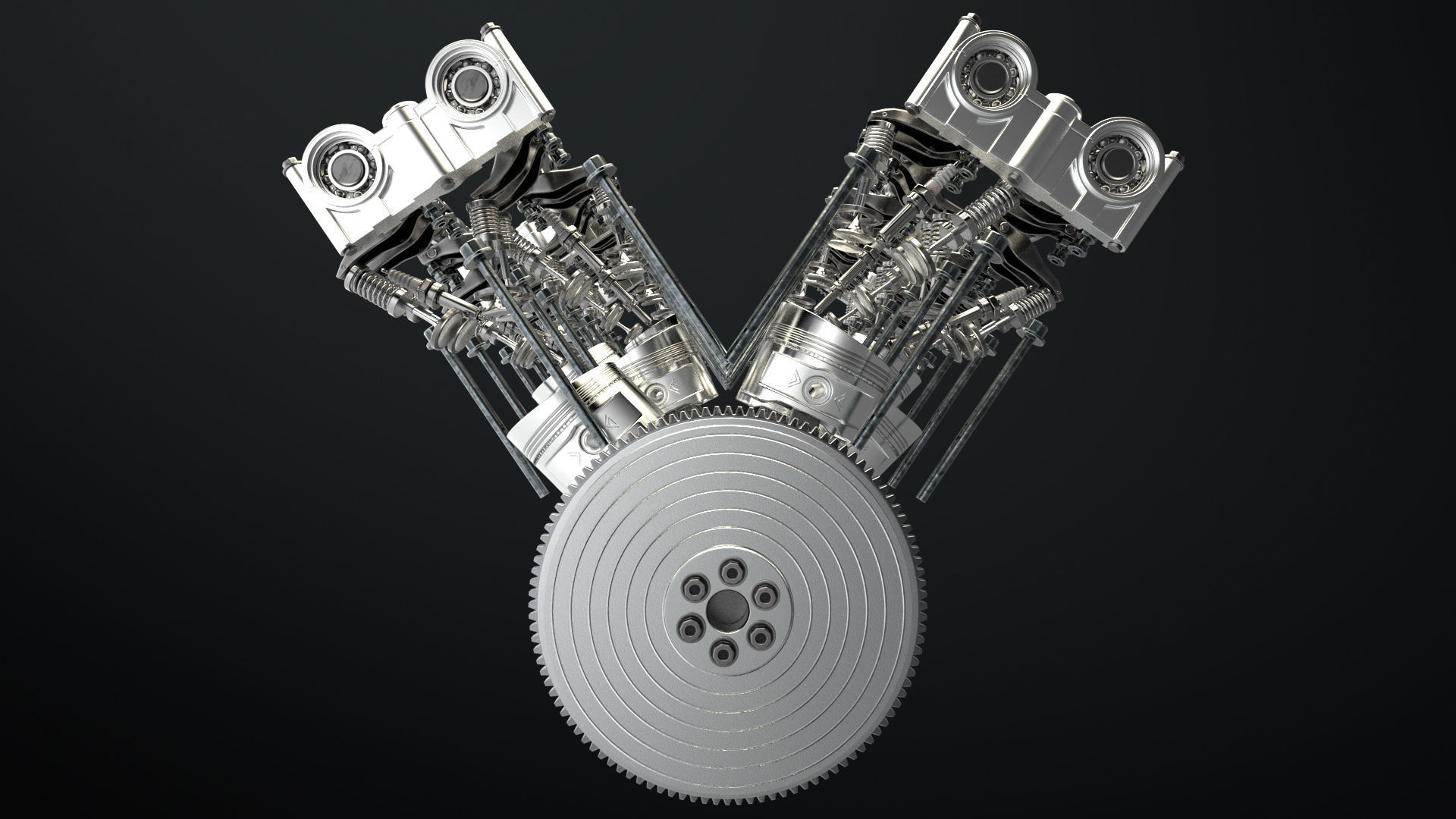 W 12 Engine Working Animated 3D model_34