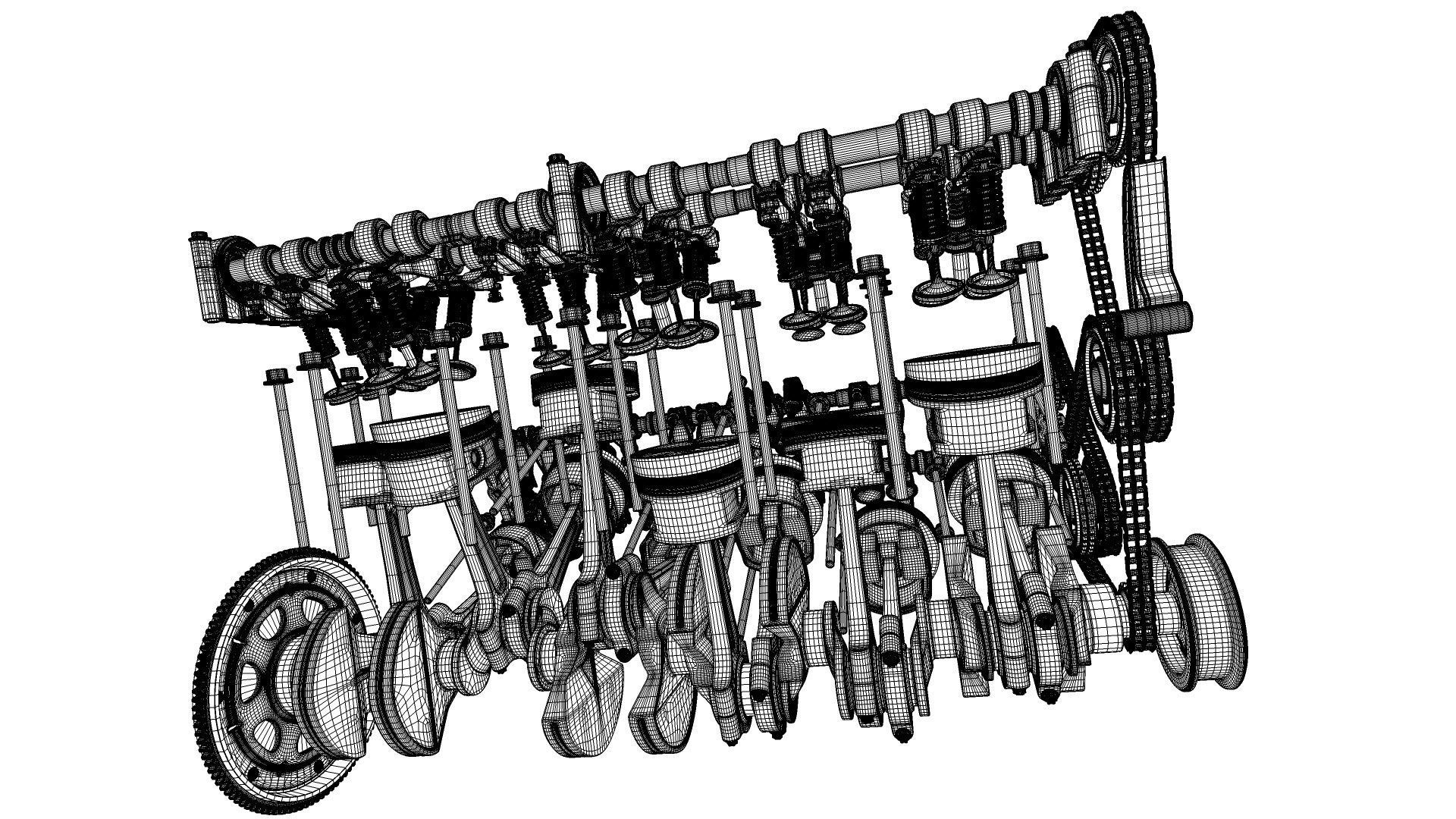 W 12 Engine Working Animated 3D model_39