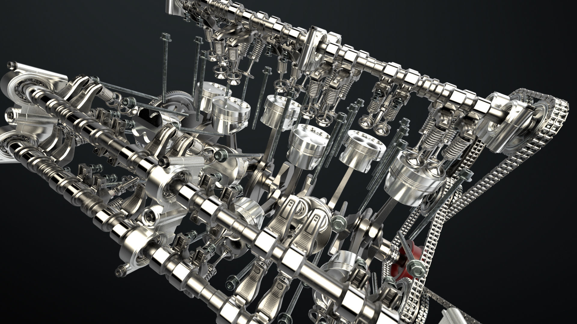 W 12 Engine Working Animated 3D model_14