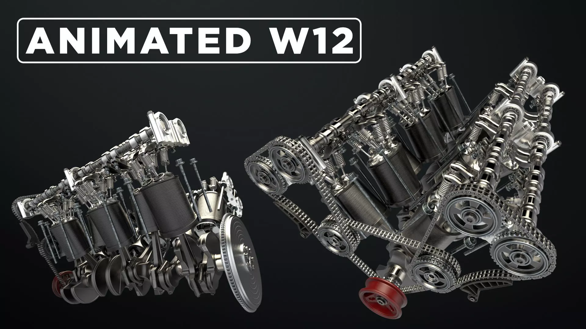 W 12 Engine Working Animated 3D model_0