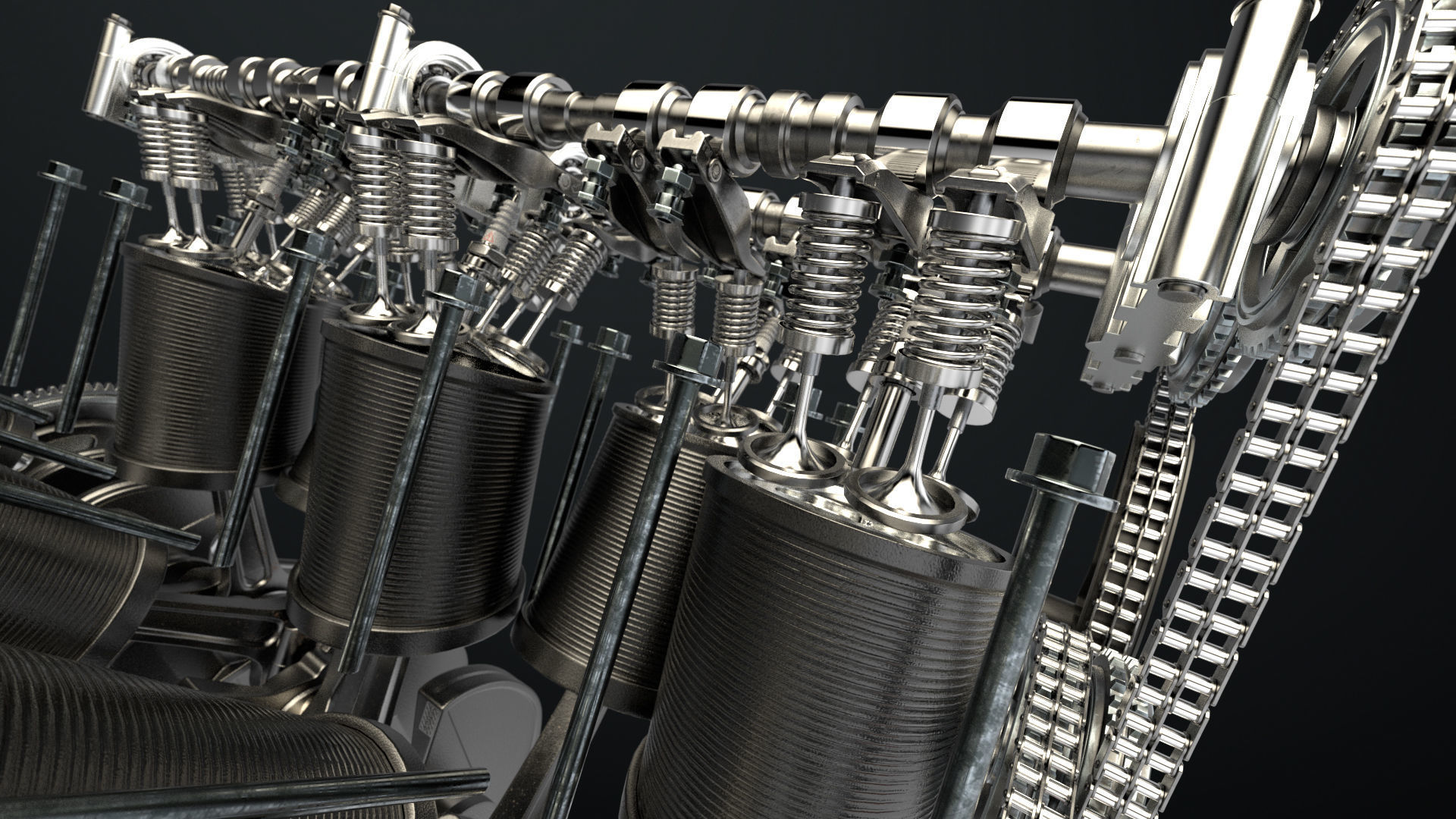 W 12 Engine Working Animated 3D model_33