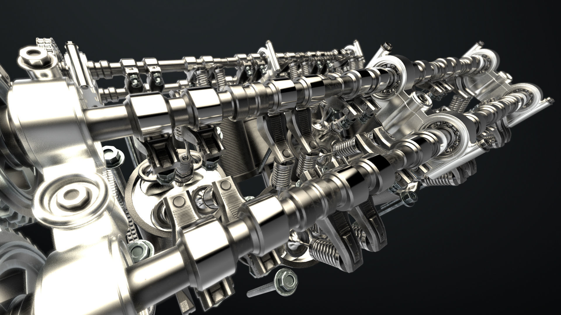 W 12 Engine Working Animated 3D model_32