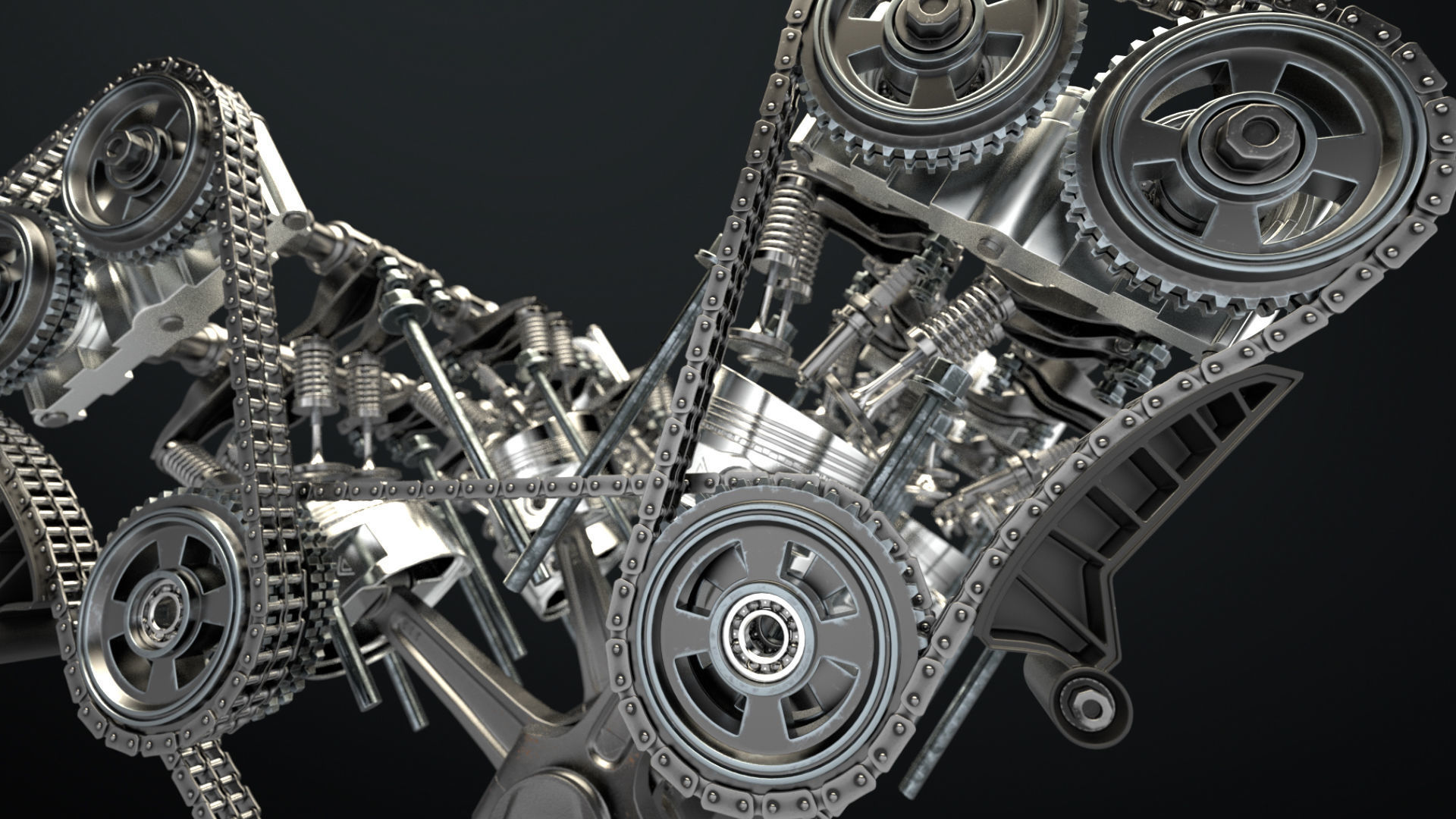 W 12 Engine Working Animated 3D model_11