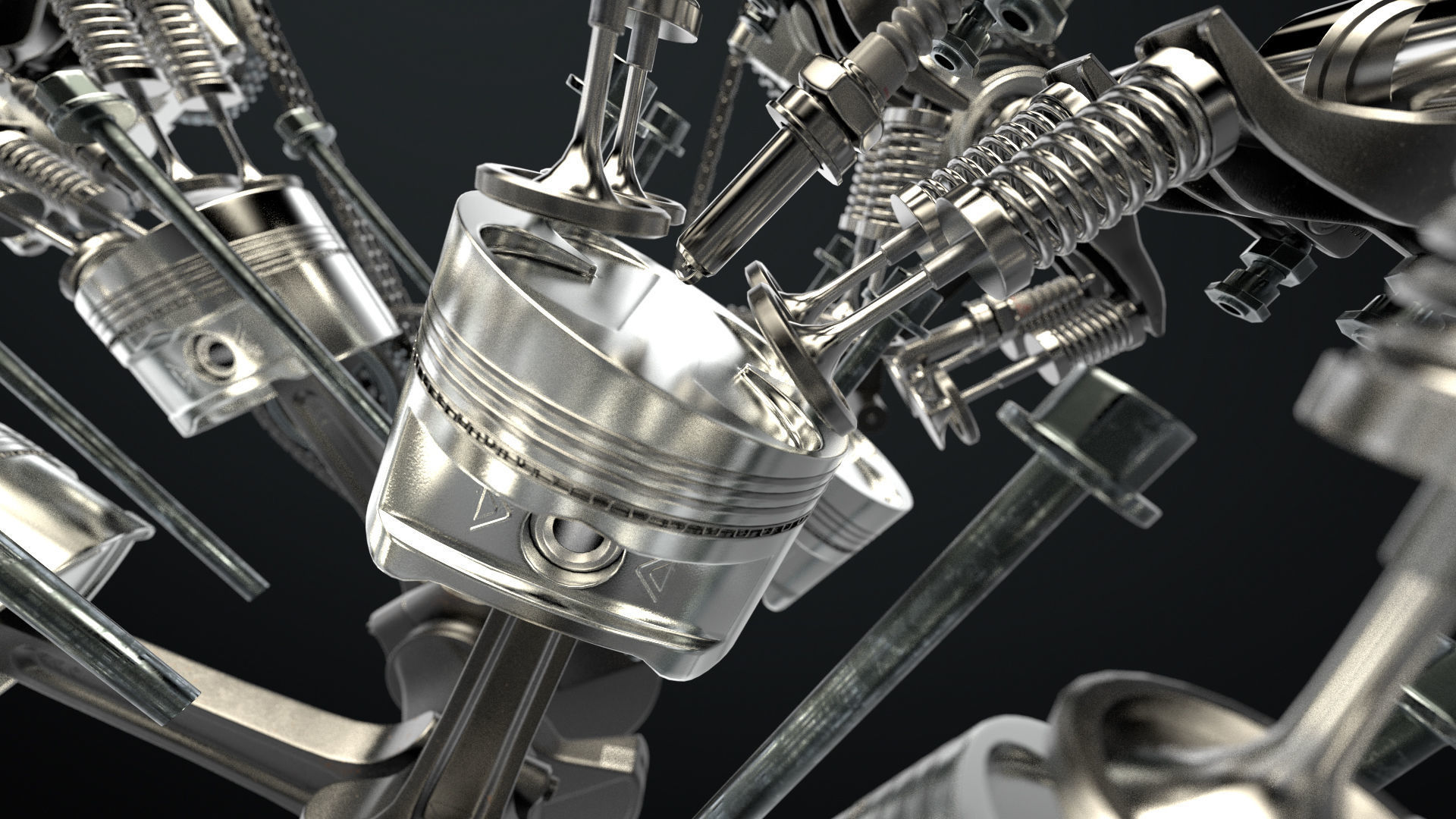 W 12 Engine Working Animated 3D model_13