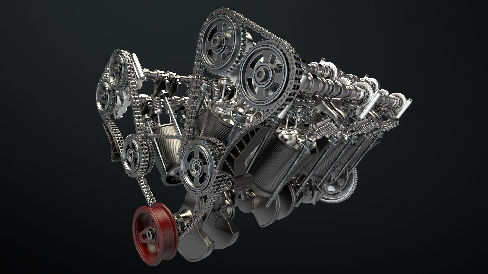 W 12 Engine Working Animated 3D model_19