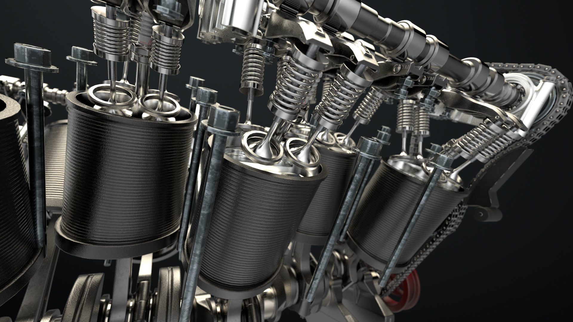 W 12 Engine Working Animated 3D model_9