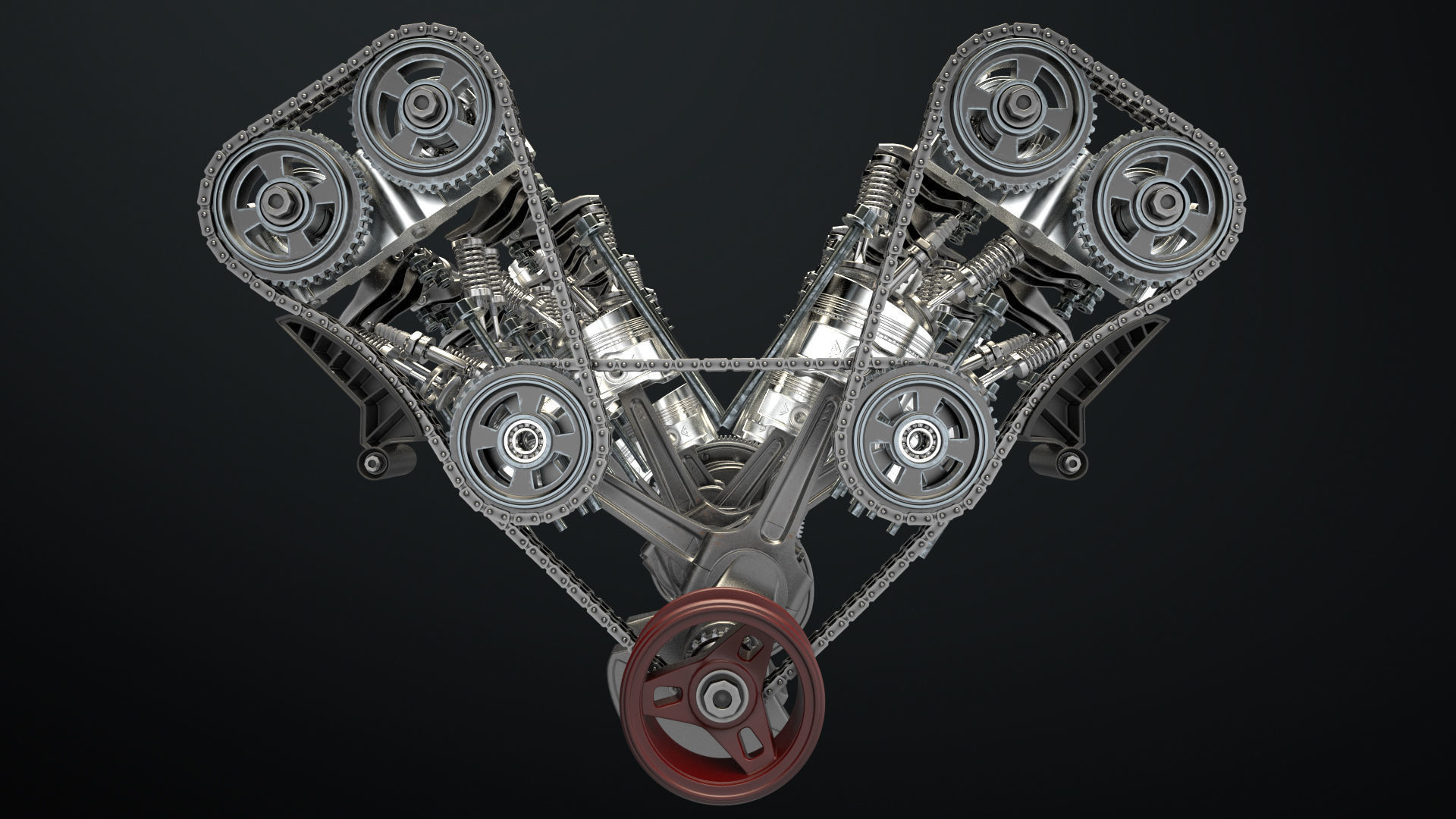 W 12 Engine Working Animated 3D model_15