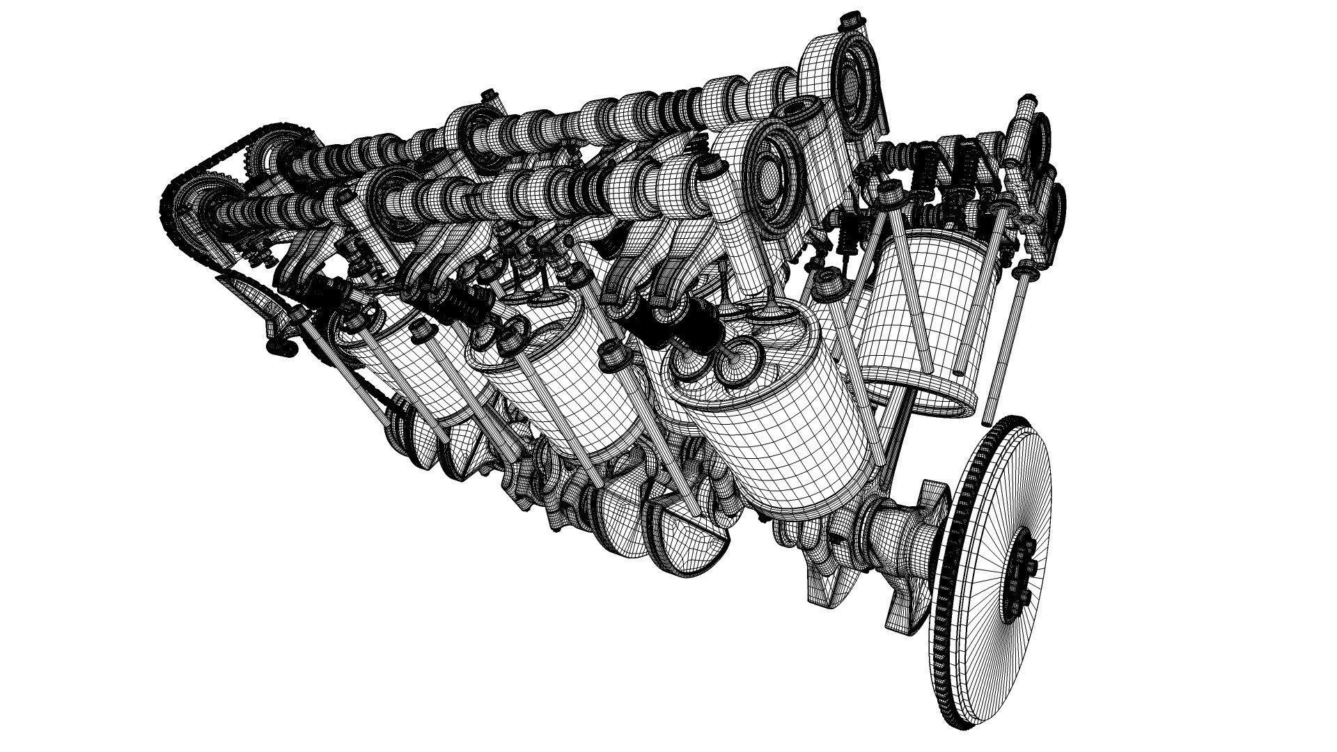 W 12 Engine Working Animated 3D model_41