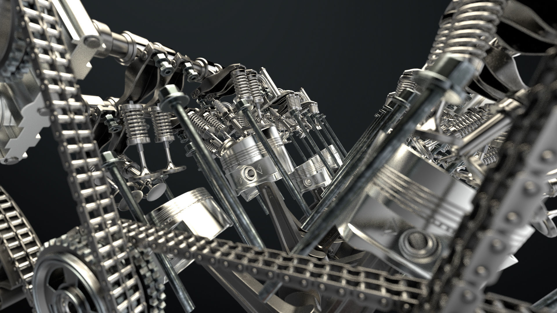 W 12 Engine Working Animated 3D model_22