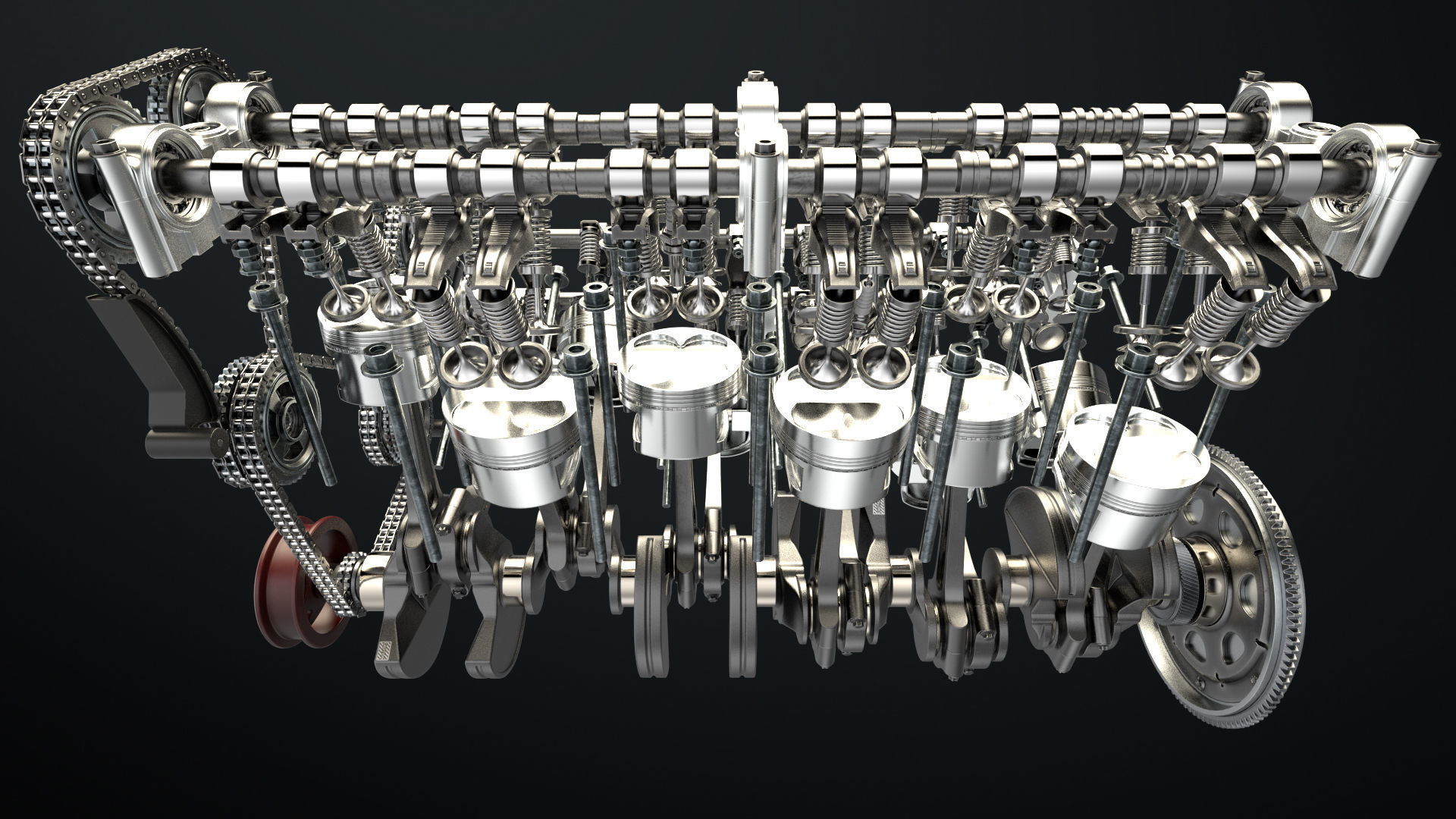 W 12 Engine Working Animated 3D model_16