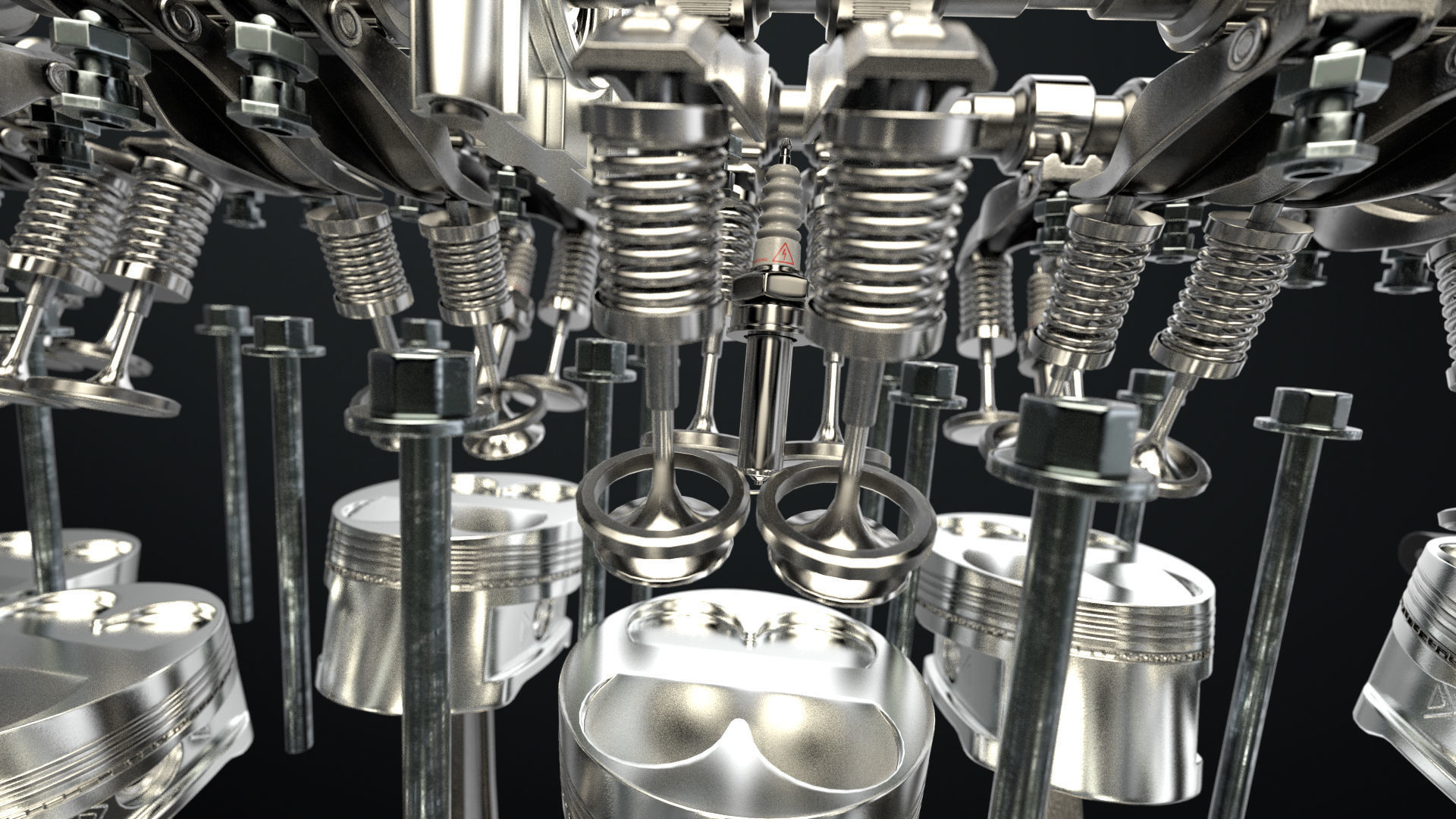 W 12 Engine Working Animated 3D model_21