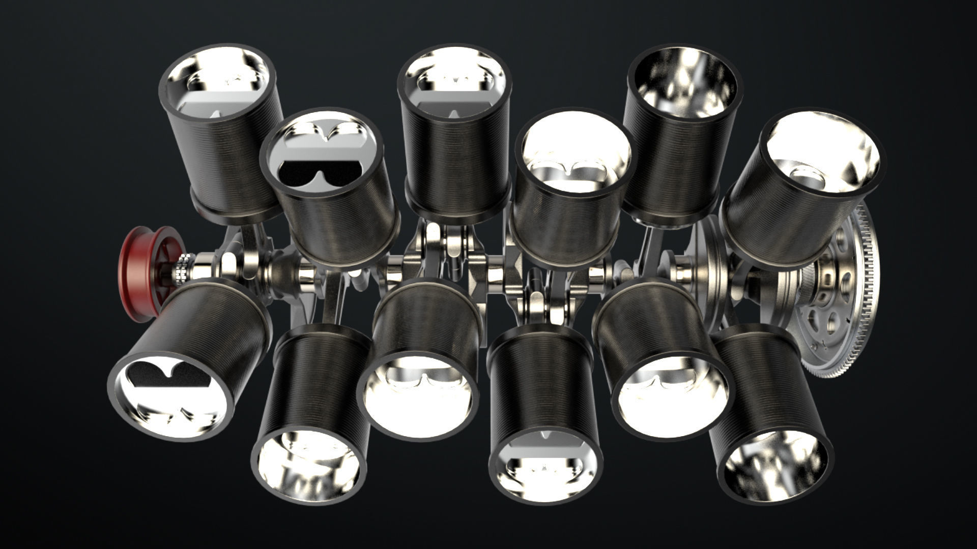 W 12 Engine Working Animated 3D model_25