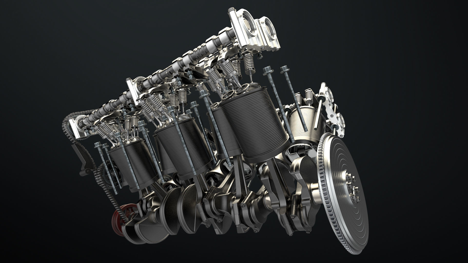 W 12 Engine Working Animated 3D model_28
