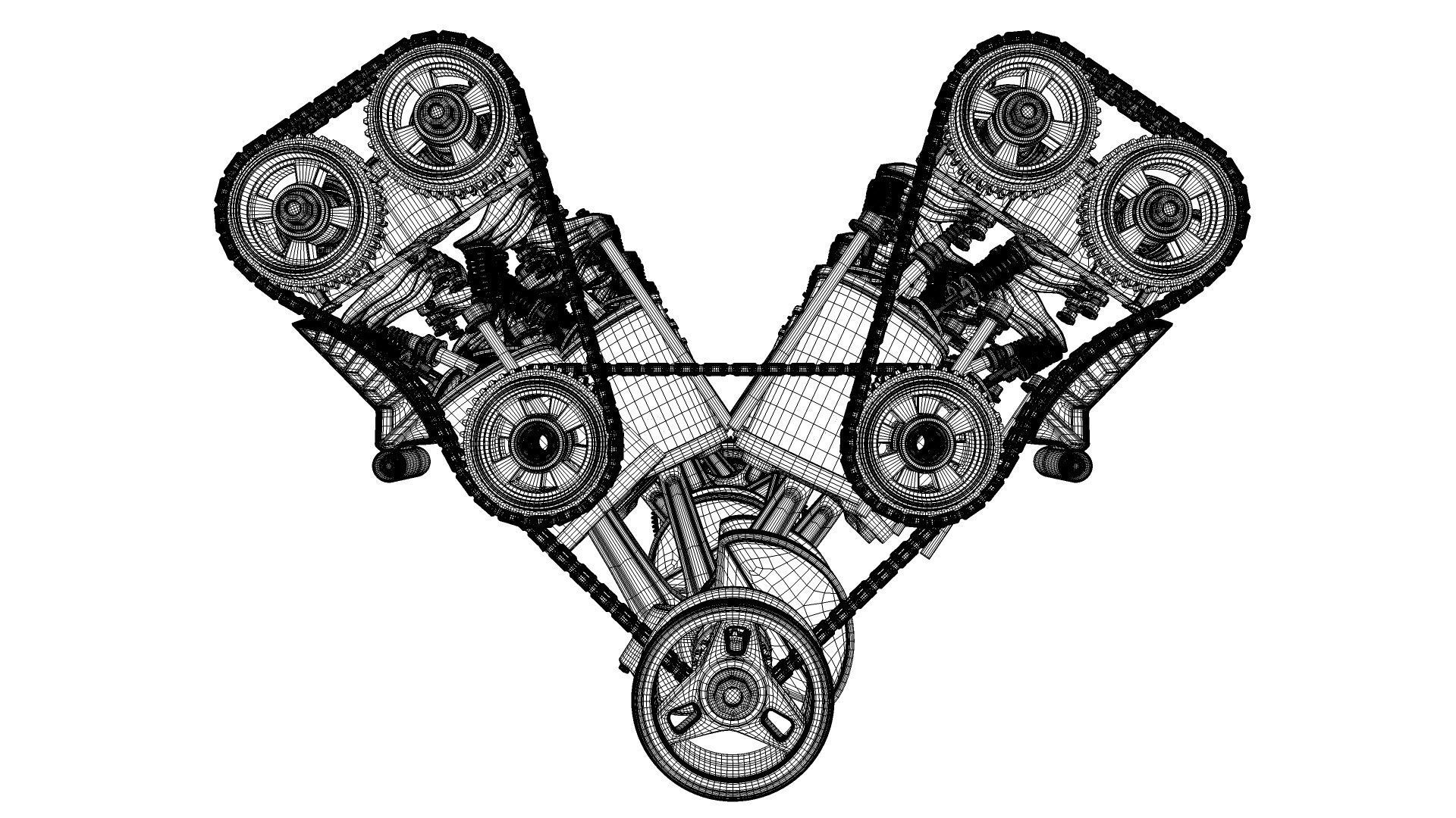 W 12 Engine Working Animated 3D model_42