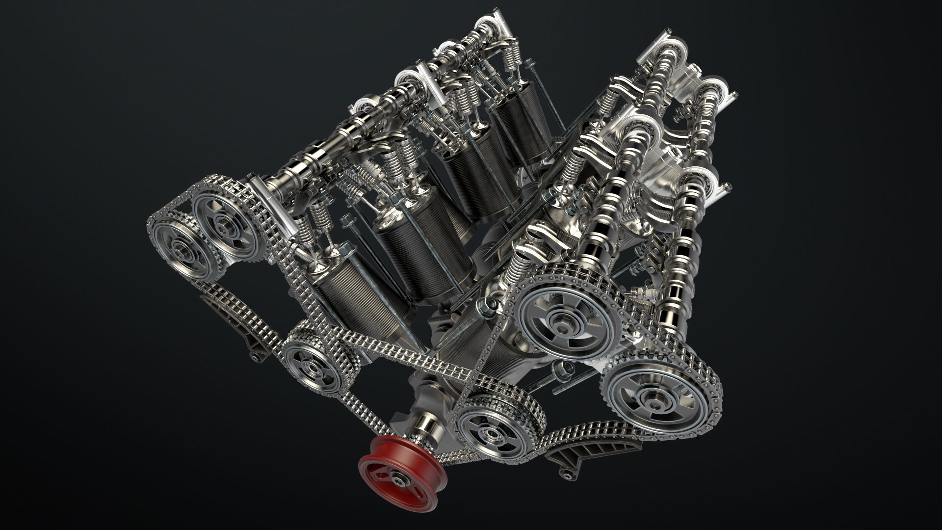 W 12 Engine Working Animated 3D model_8