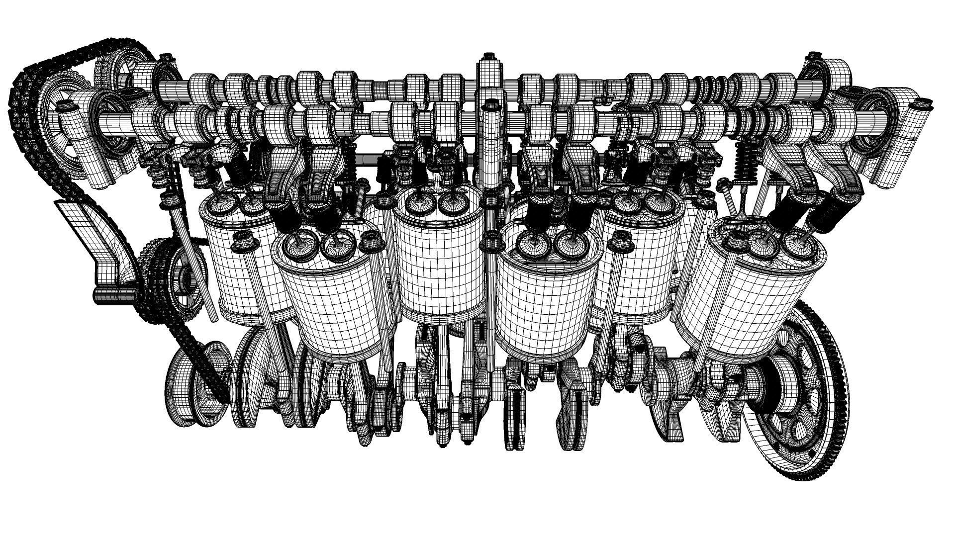 W 12 Engine Working Animated 3D model_38