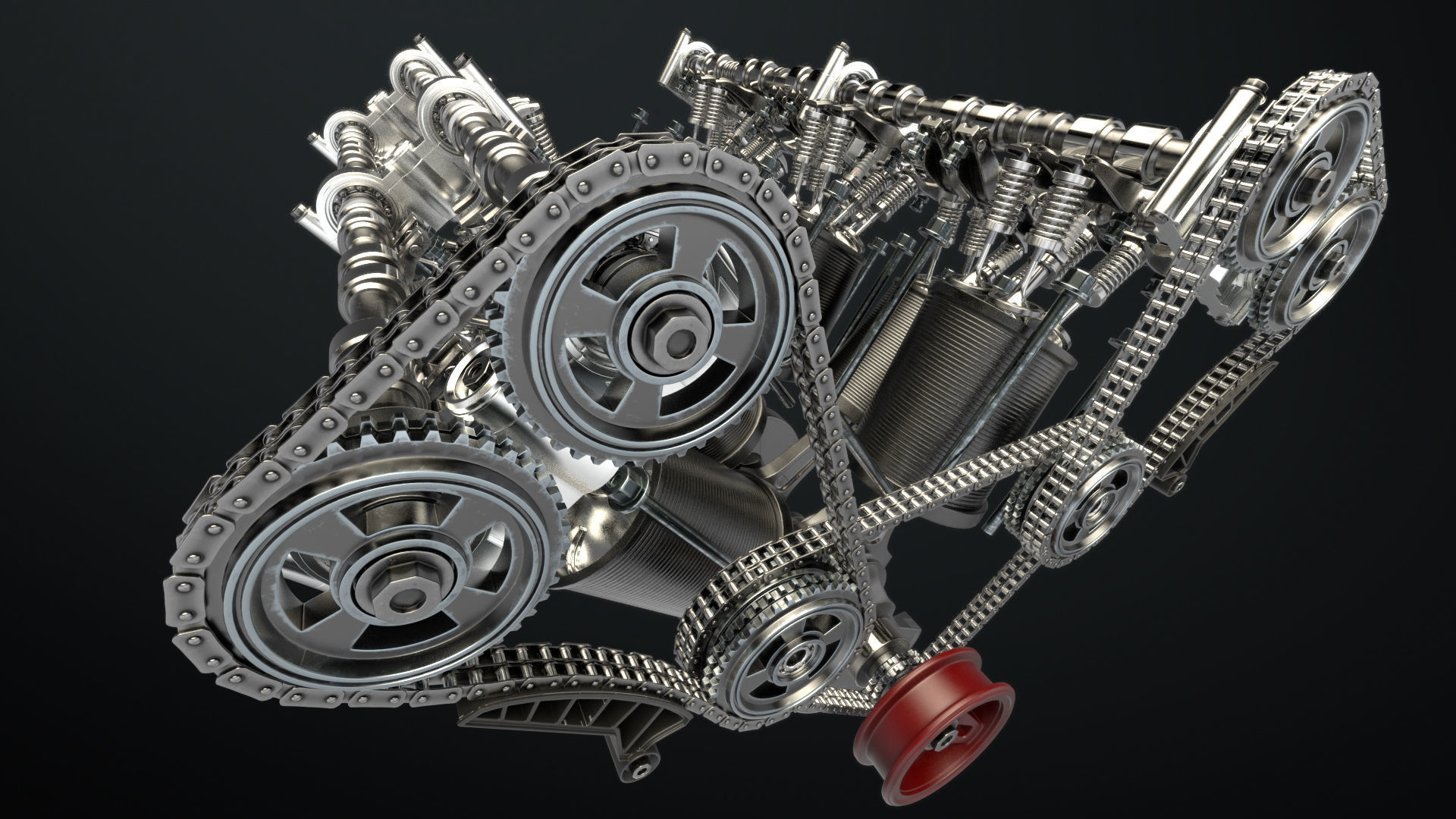 W 12 Engine Working Animated 3D model_31