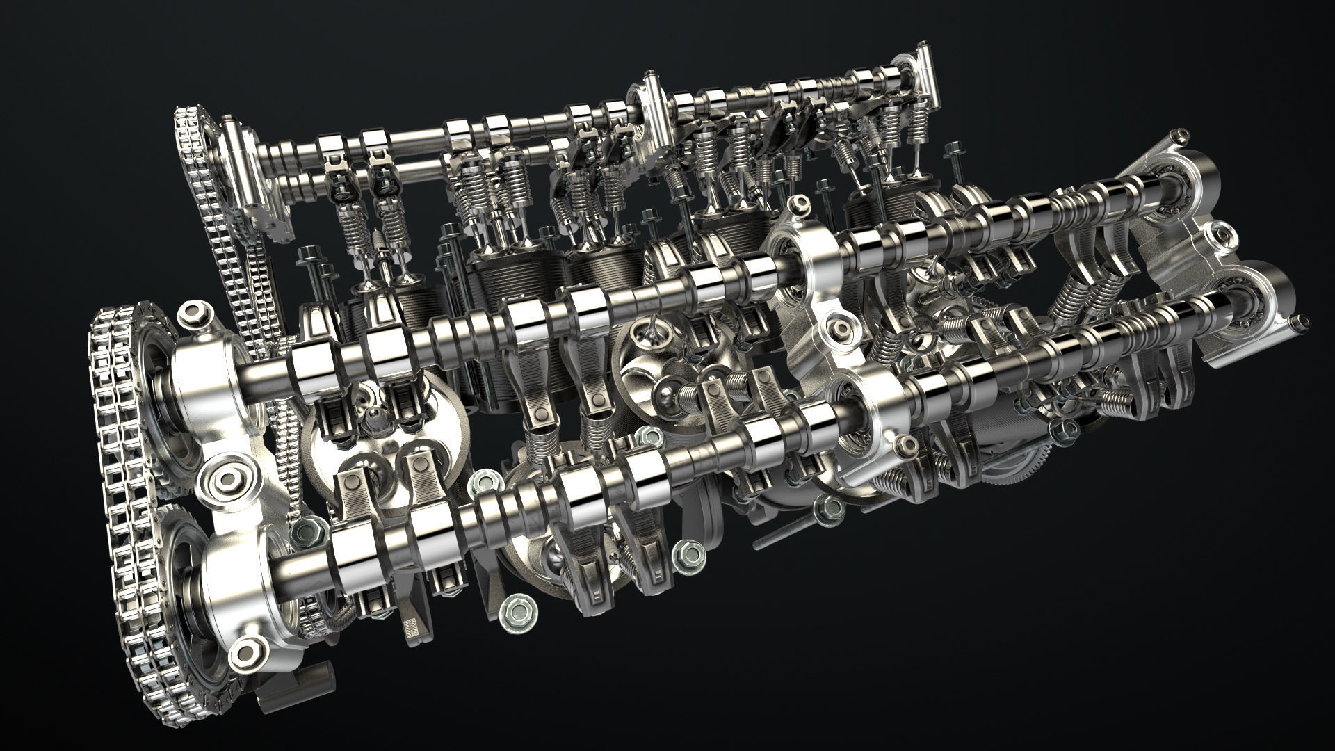 W 12 Engine Working Animated 3D model_27