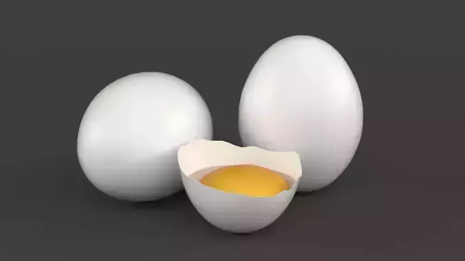 Broken White Egg 3D model