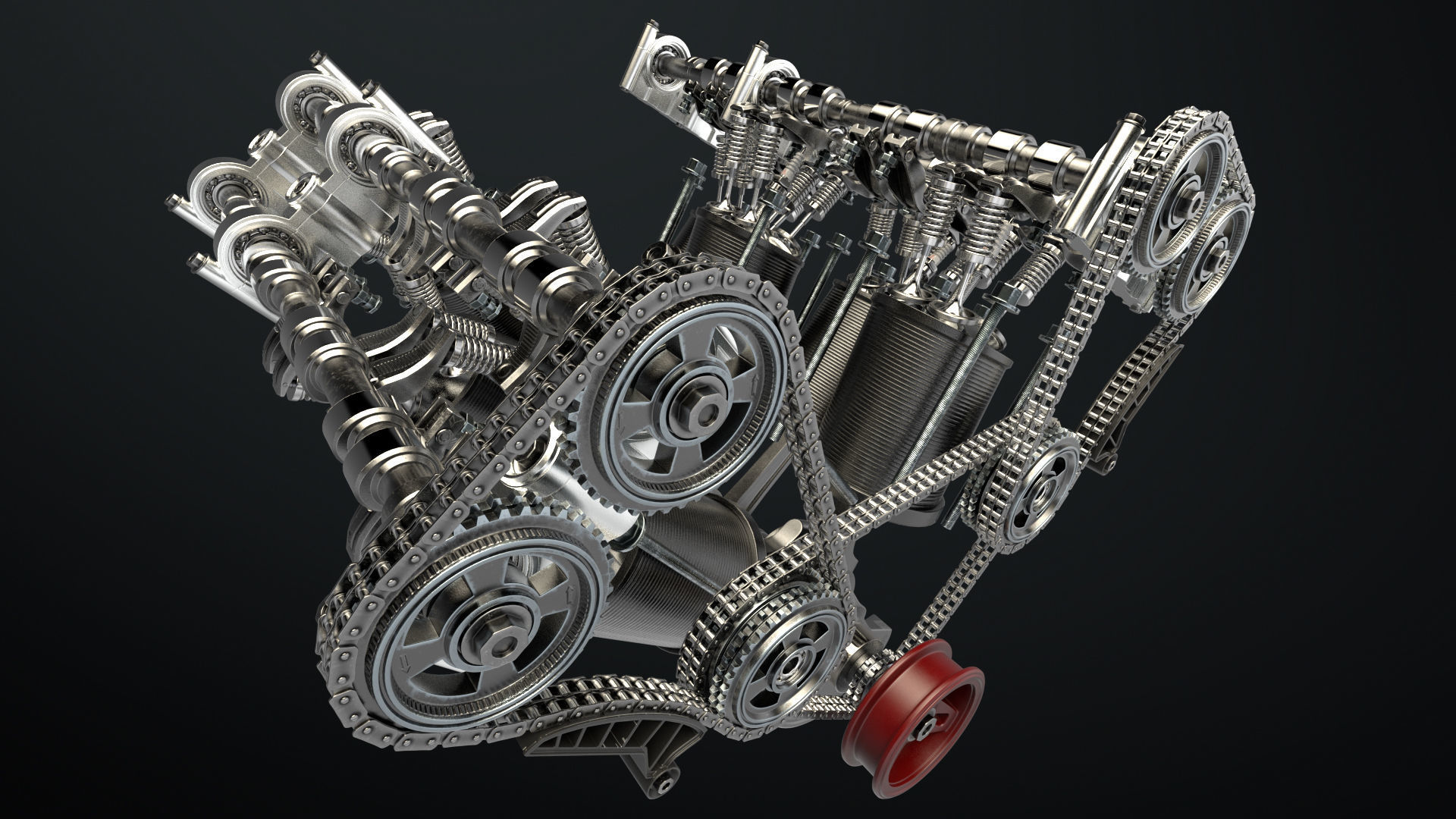 W8 Engine Working Animated 3D model_8