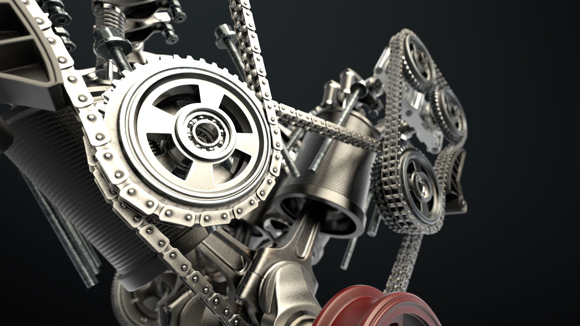 W8 Engine Working Animated 3D model_12