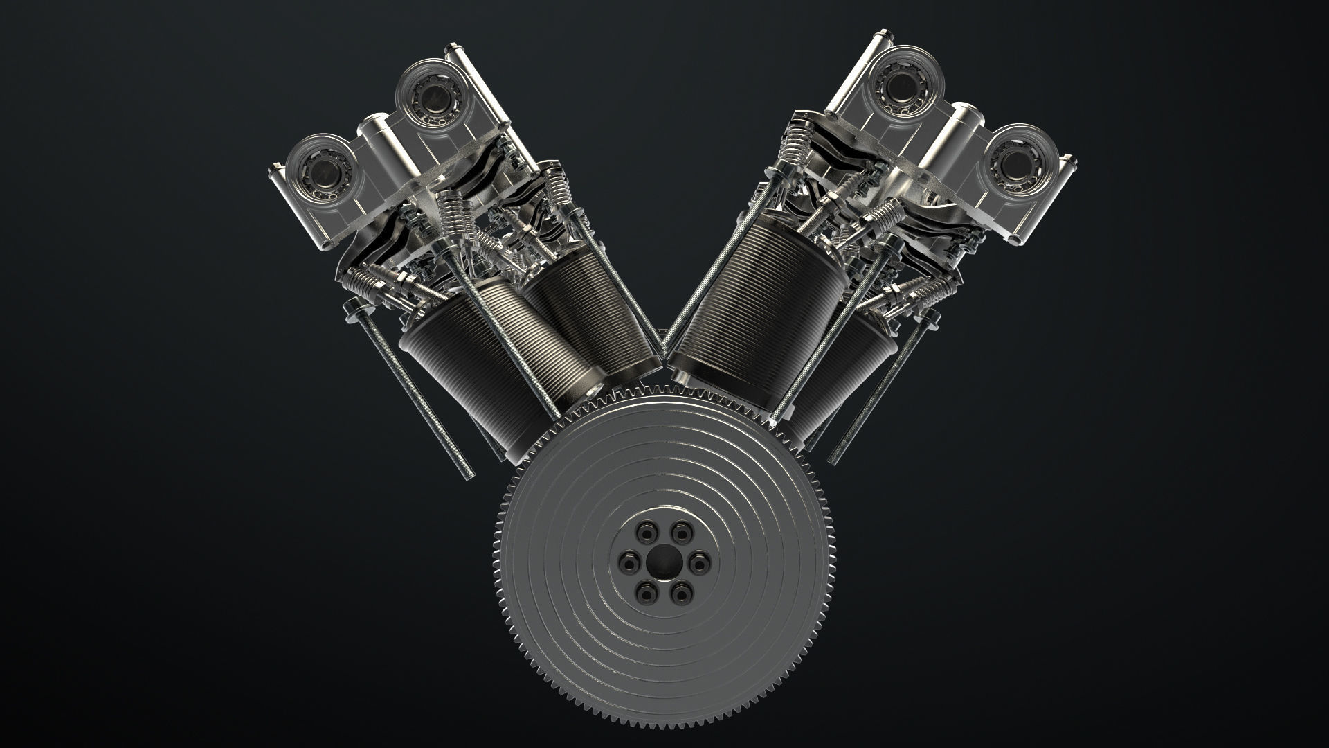 W8 Engine Working Animated 3D model_21