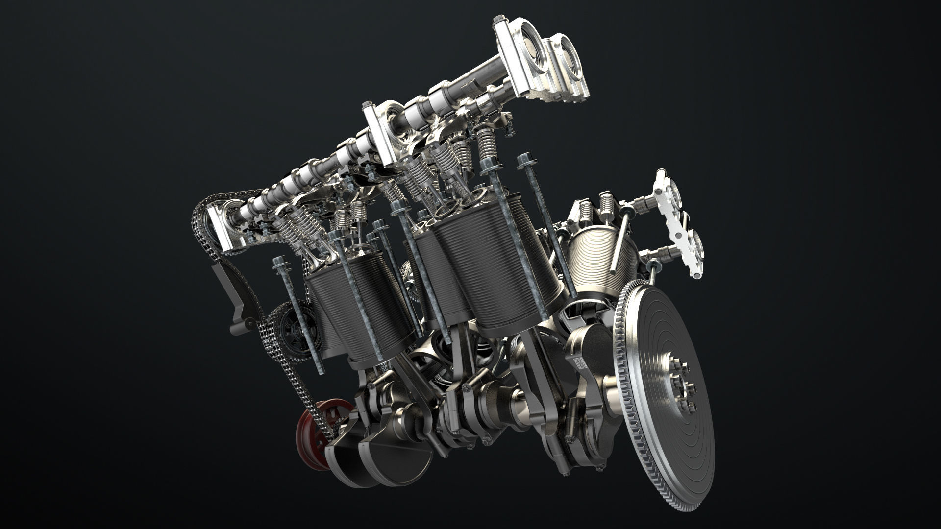 W8 Engine Working Animated 3D model_27