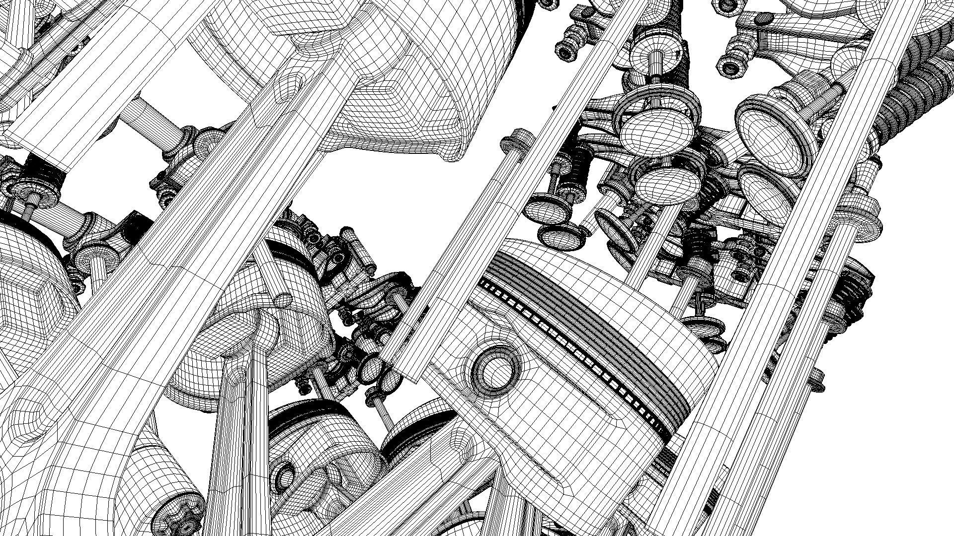 W8 Engine Working Animated 3D model_37