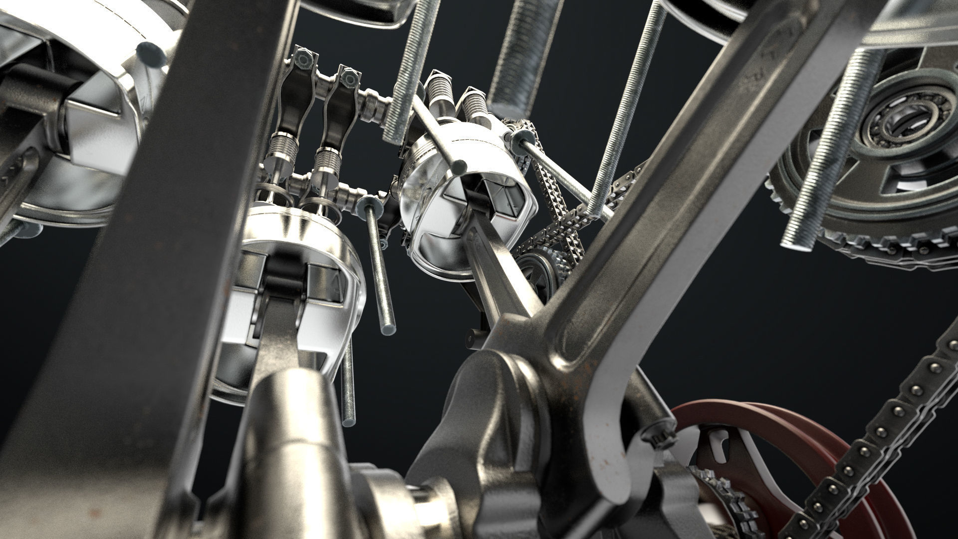 W8 Engine Working Animated 3D model_24