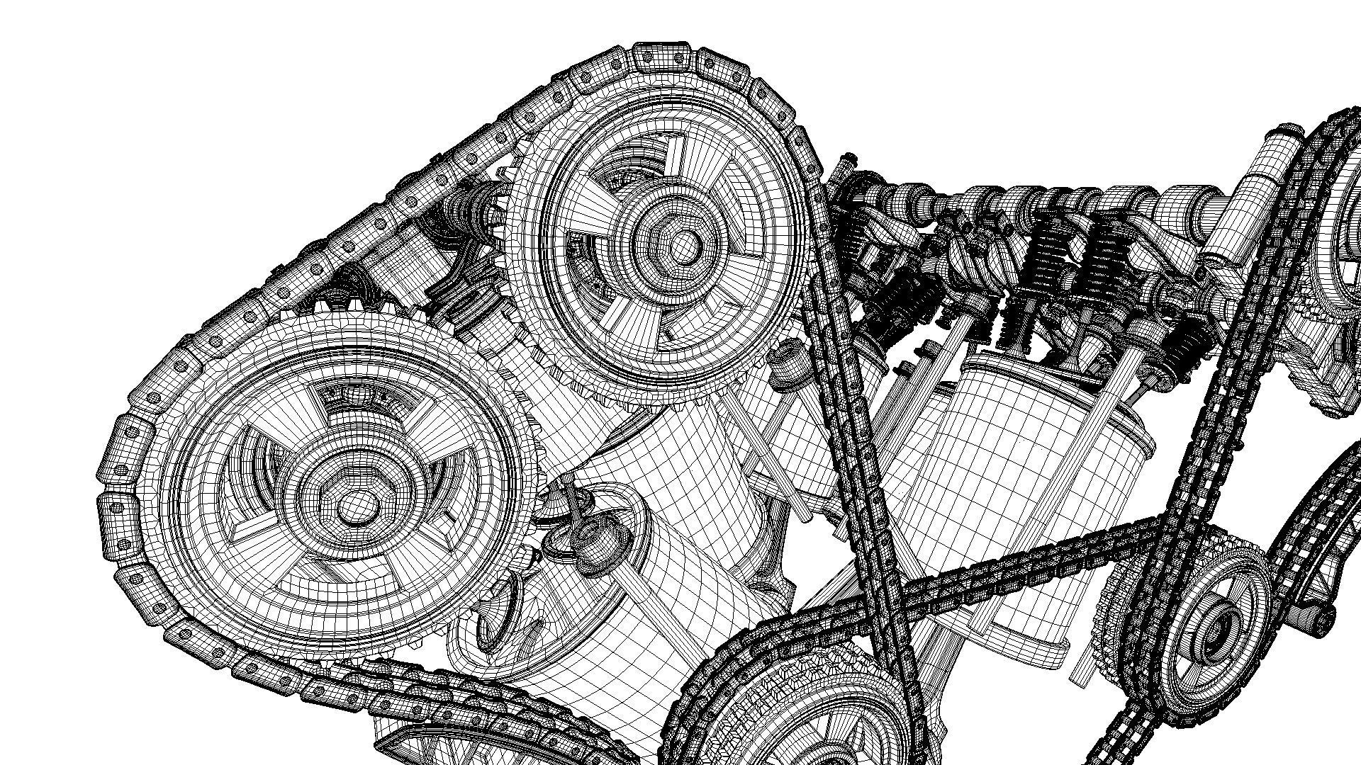 W8 Engine Working Animated 3D model_47