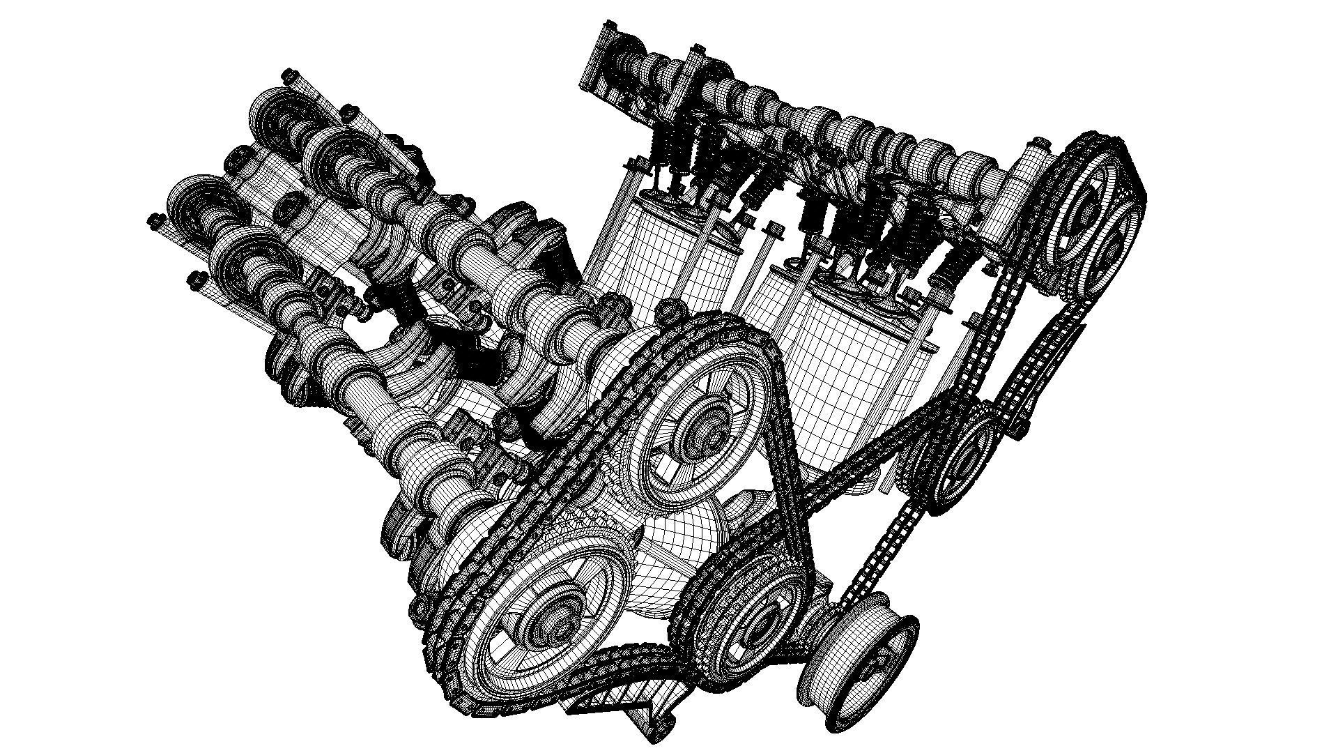 W8 Engine Working Animated 3D model_35