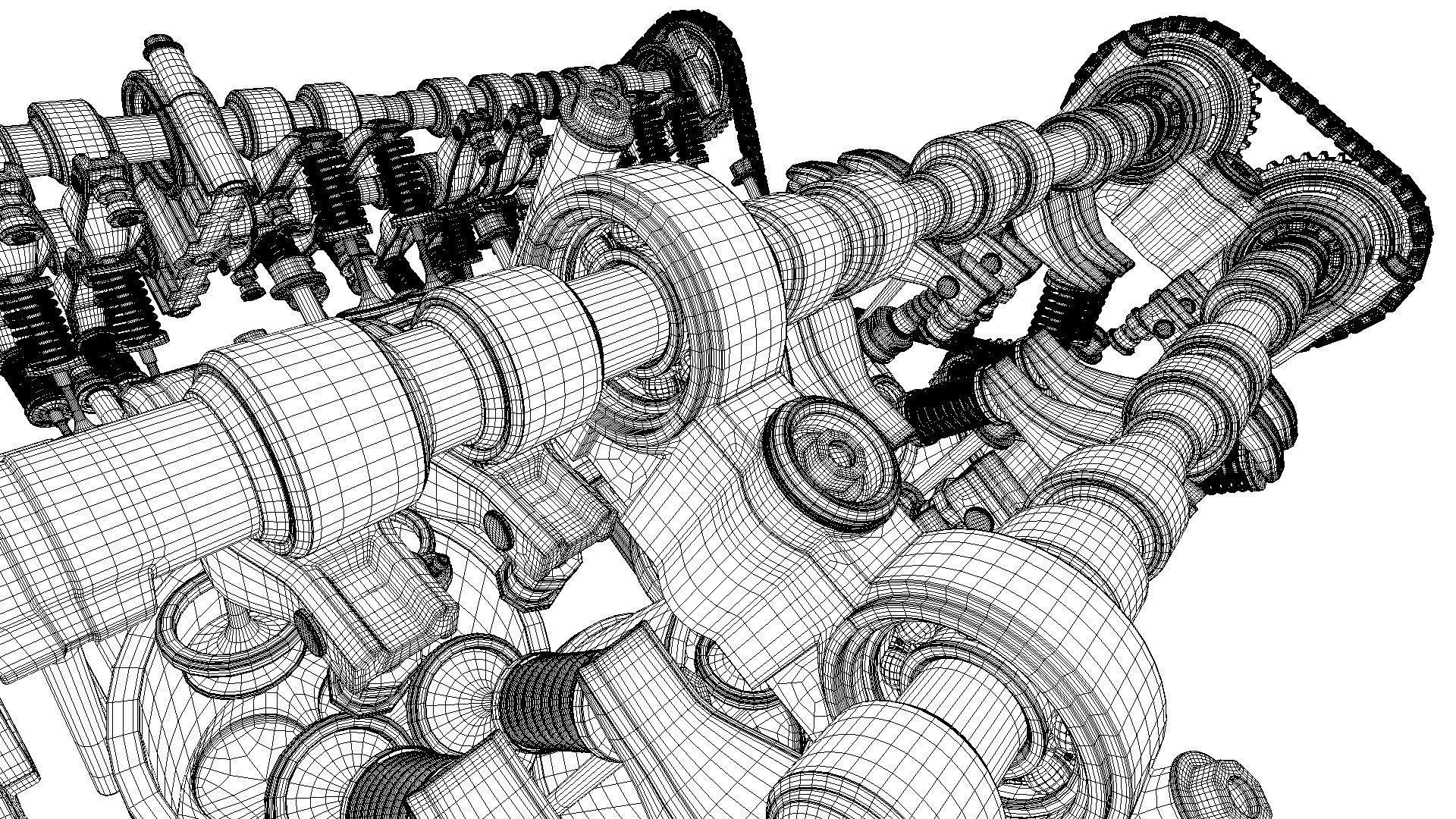 W8 Engine Working Animated 3D model_48