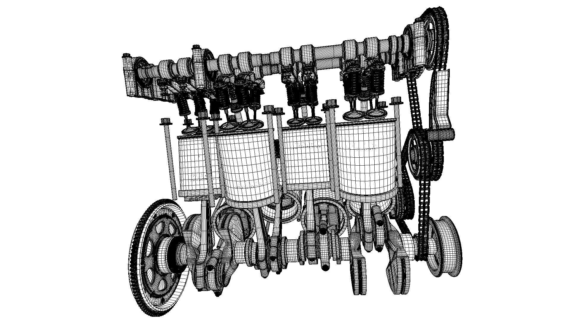 W8 Engine Working Animated 3D model_43