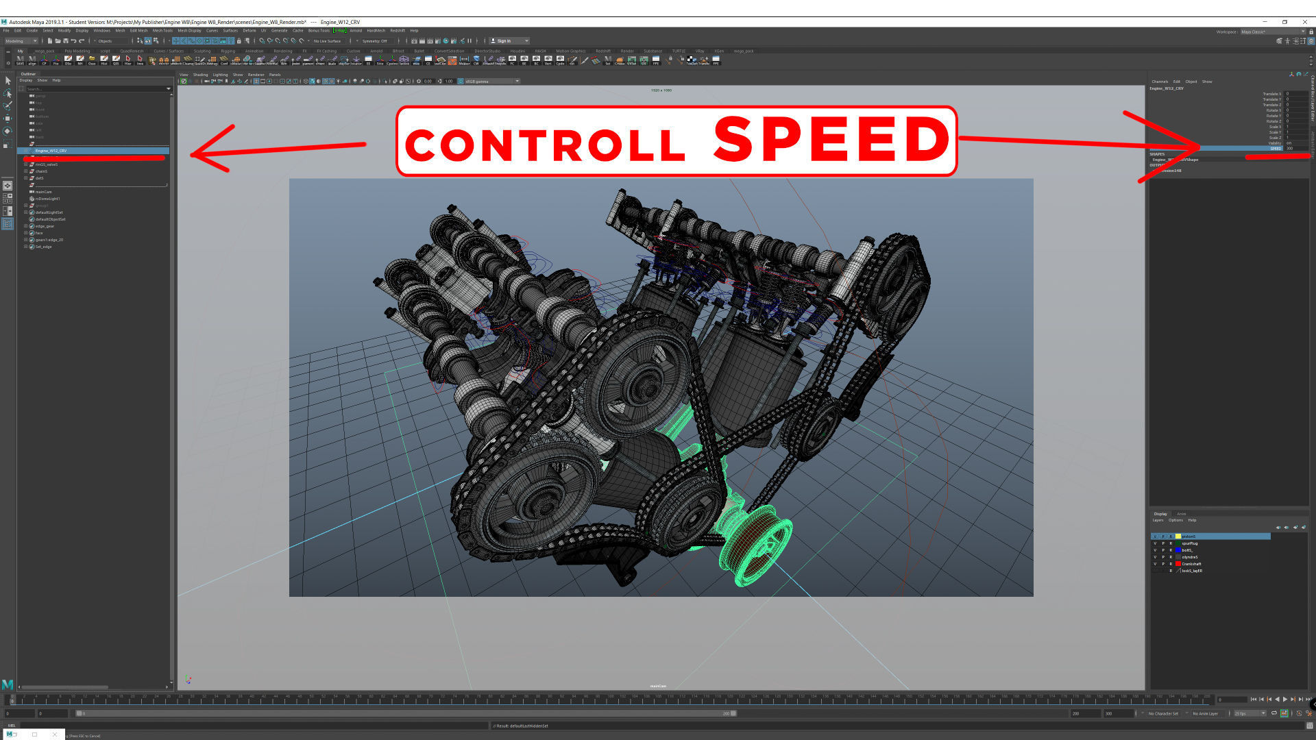 W8 Engine Working Animated 3D model_34