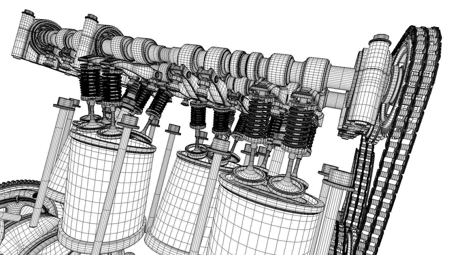 W8 Engine Working Animated 3D model_45