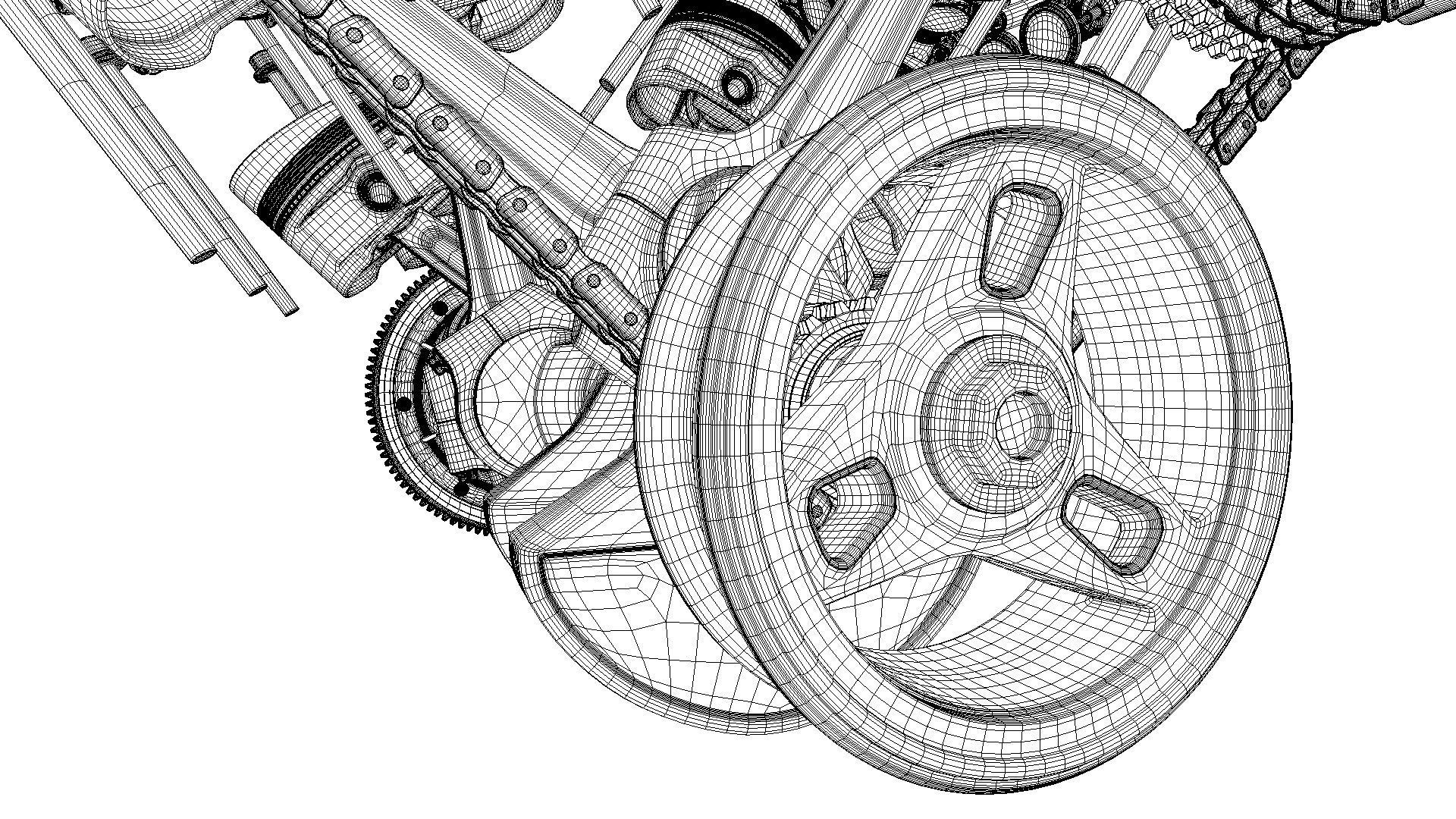 W8 Engine Working Animated 3D model_40
